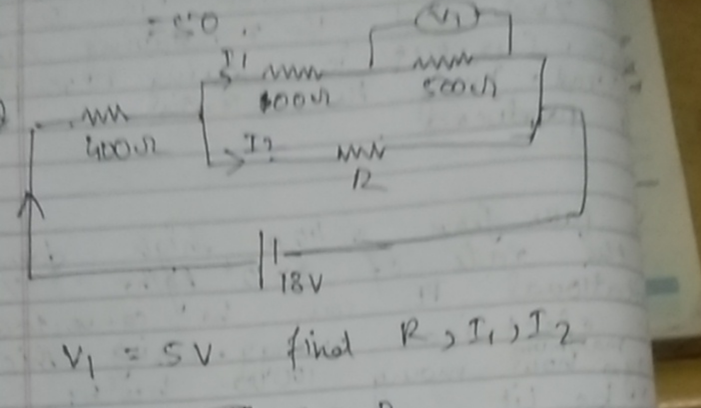 V1​=S V find R,I1​,I2​