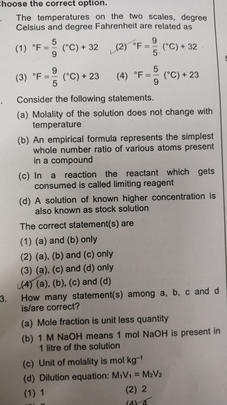 hoose the correct option.
The temperatures on the two scales, degree C