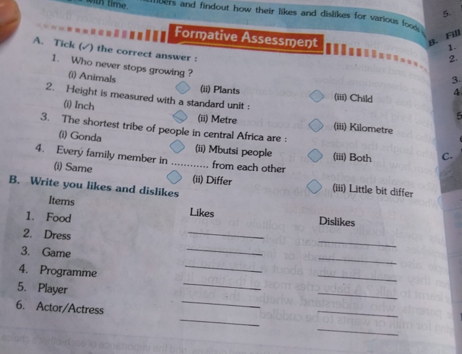 5.
A. Tick (N the correct Formative AsSessment \| \| \| \| \| \| \| \|