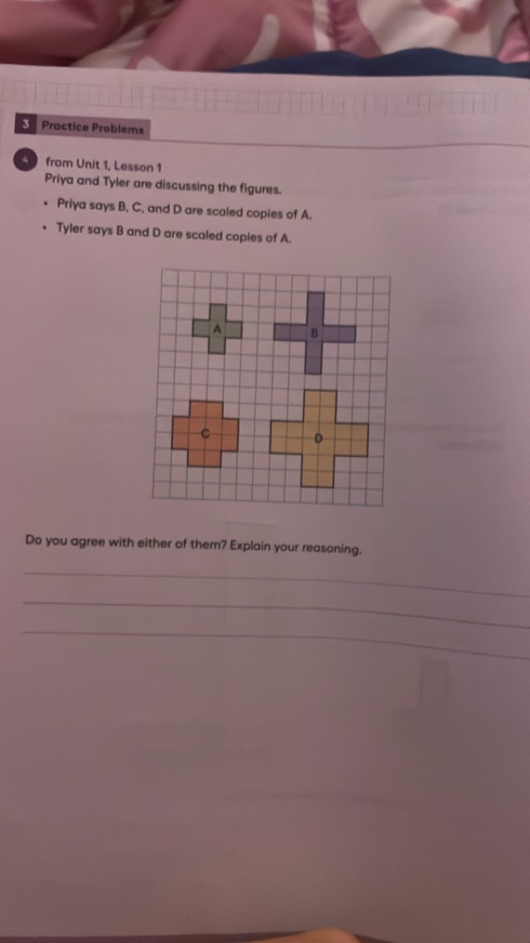 3 Proctice Problems
4 from Unit 1, Lesson 1
Priya and Tyler are discus