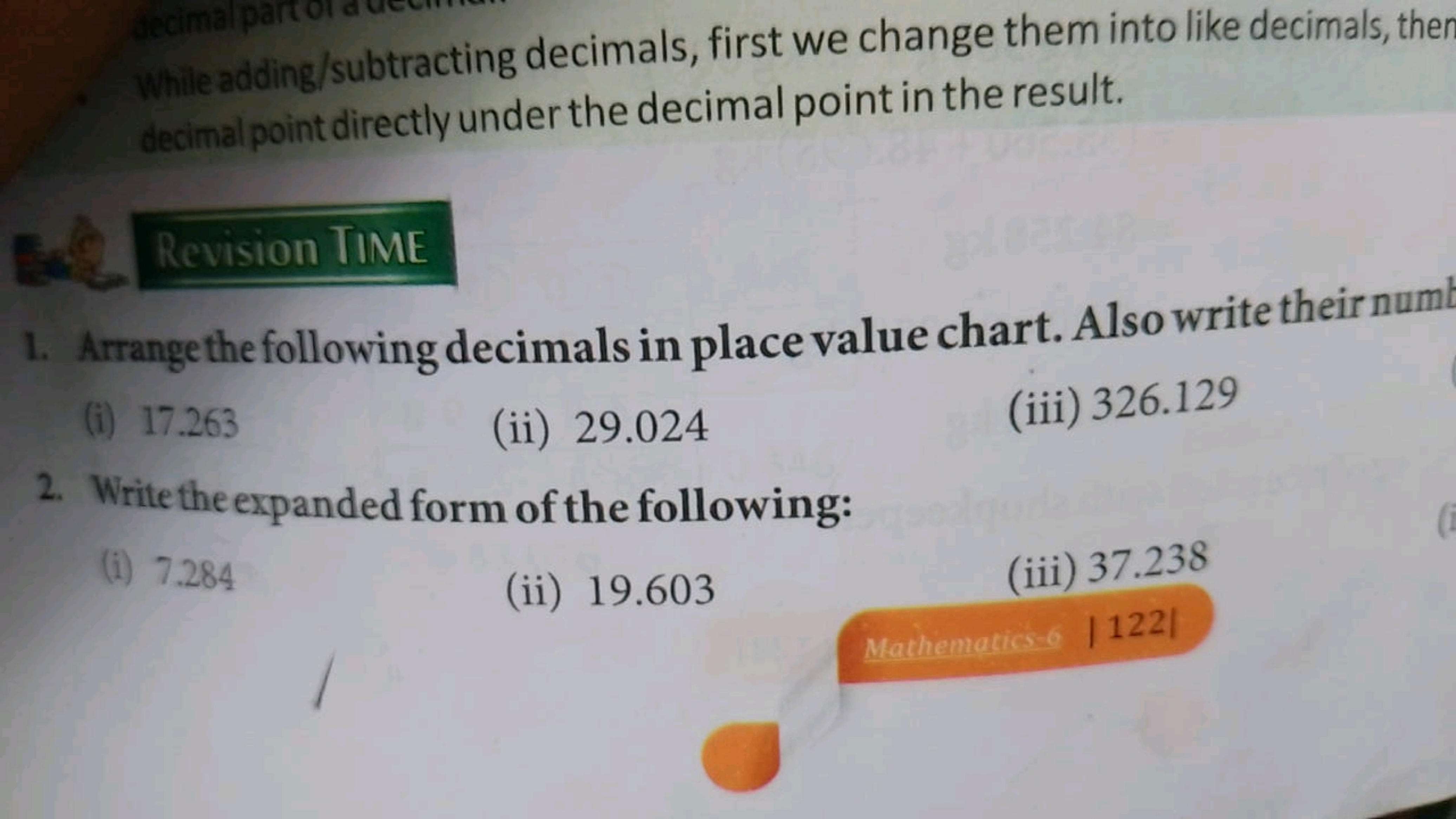 decimal pa
While adding/subtracting decimals, first we change them int