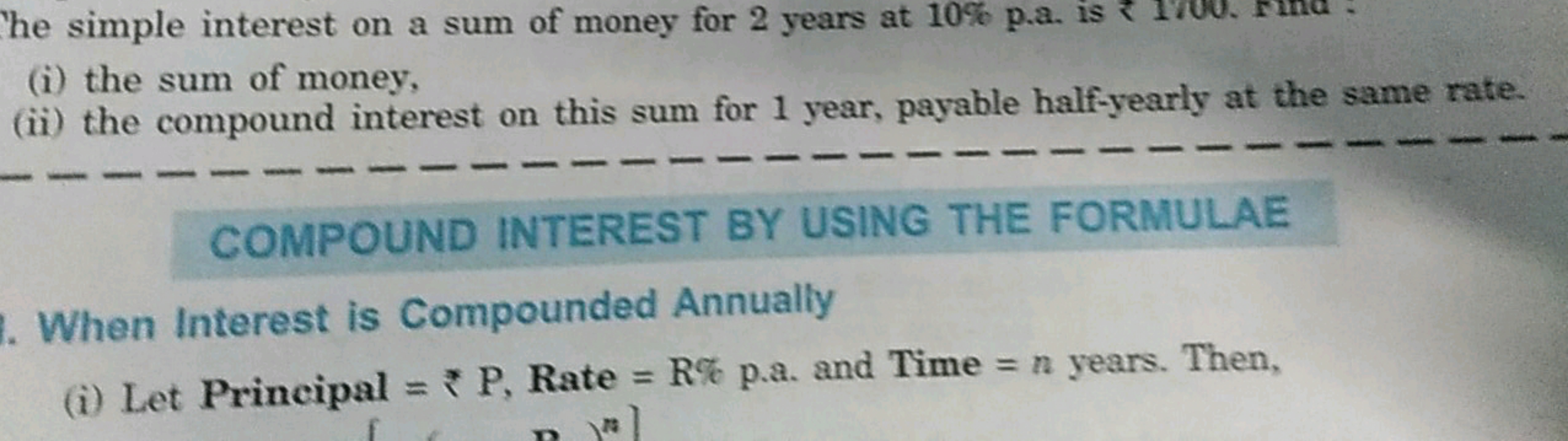 The simple interest on a sum of money for 2 years at 10% p.a. is ₹1 vu