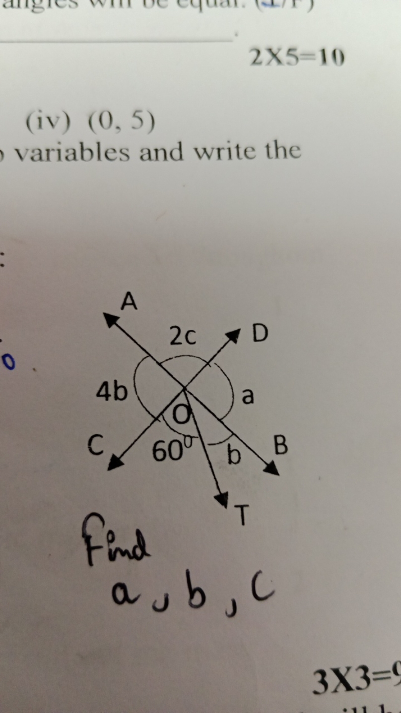 2×5=10
(iv) (0,5) variables and write the

Find a,b,c