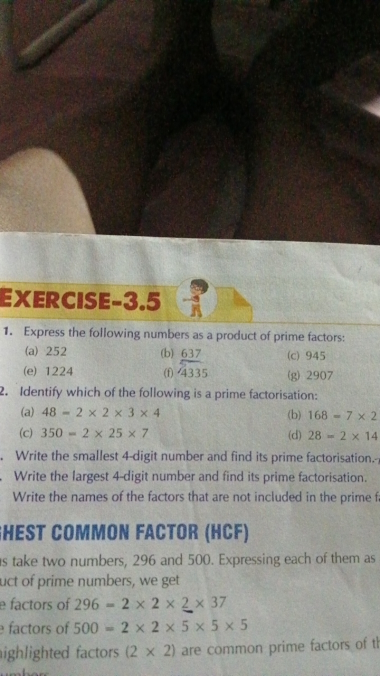 EXERCISE-3.5
1. Express the following numbers as a product of prime fa