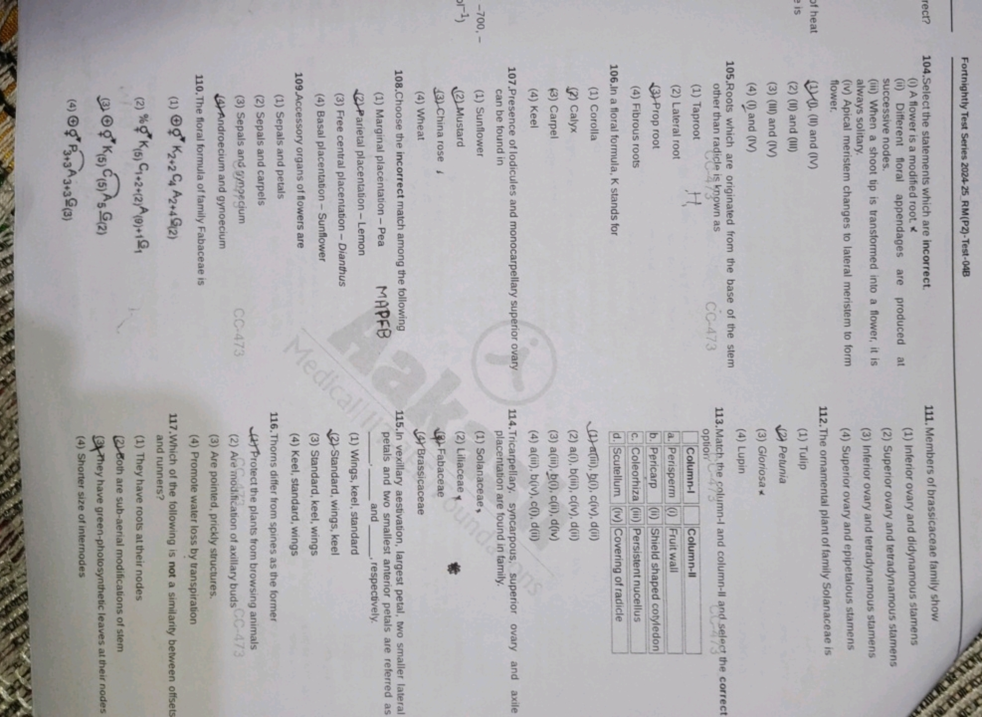 Fortnightly Test Series 2024-25 RM (P2)-Test-04B
rect? 104.Select the 