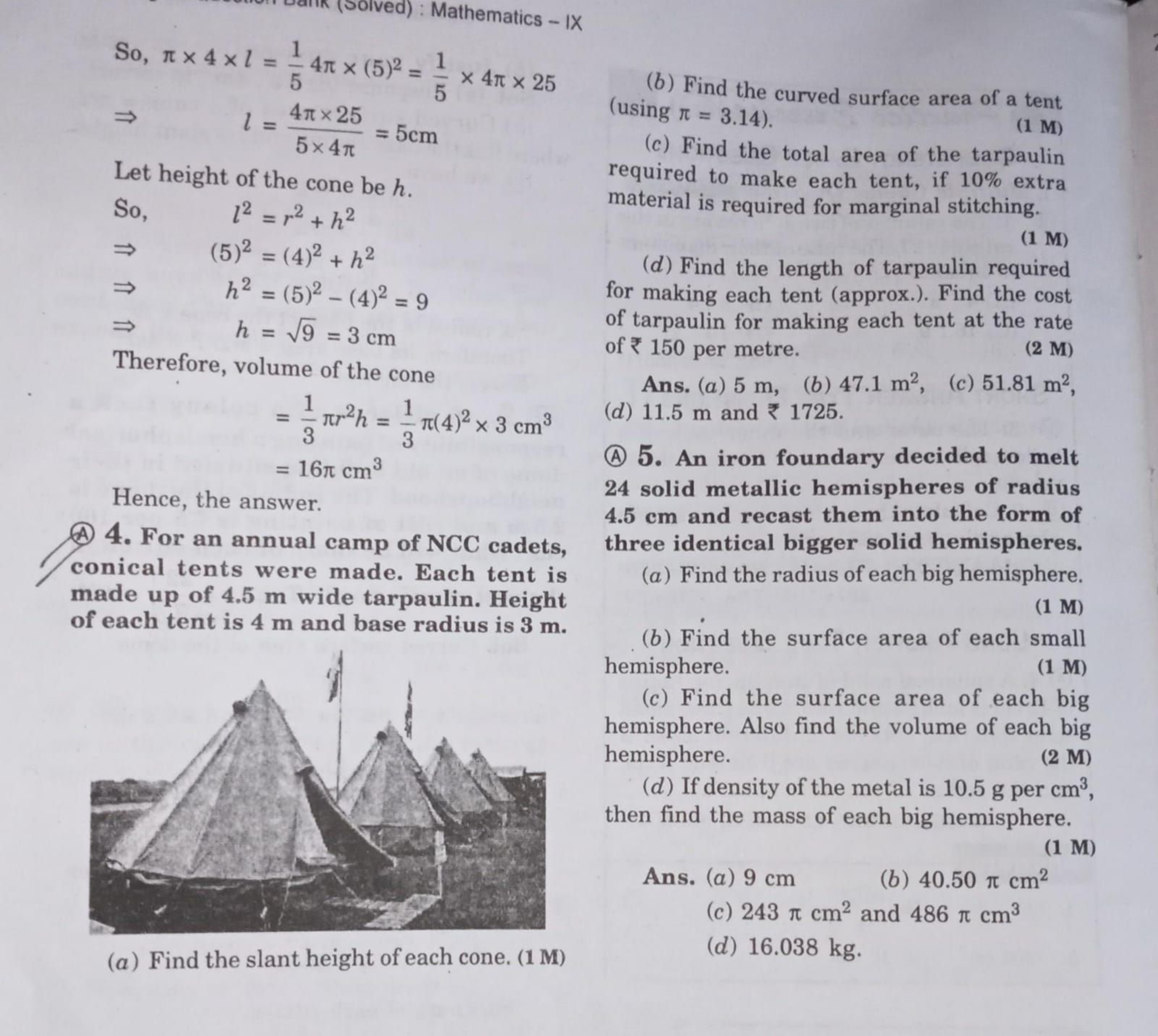 Solved): Mathematics - IX
5
4л25
5
So, rx 4 x 1 = 1
4π × (5)² = 1½ × 4