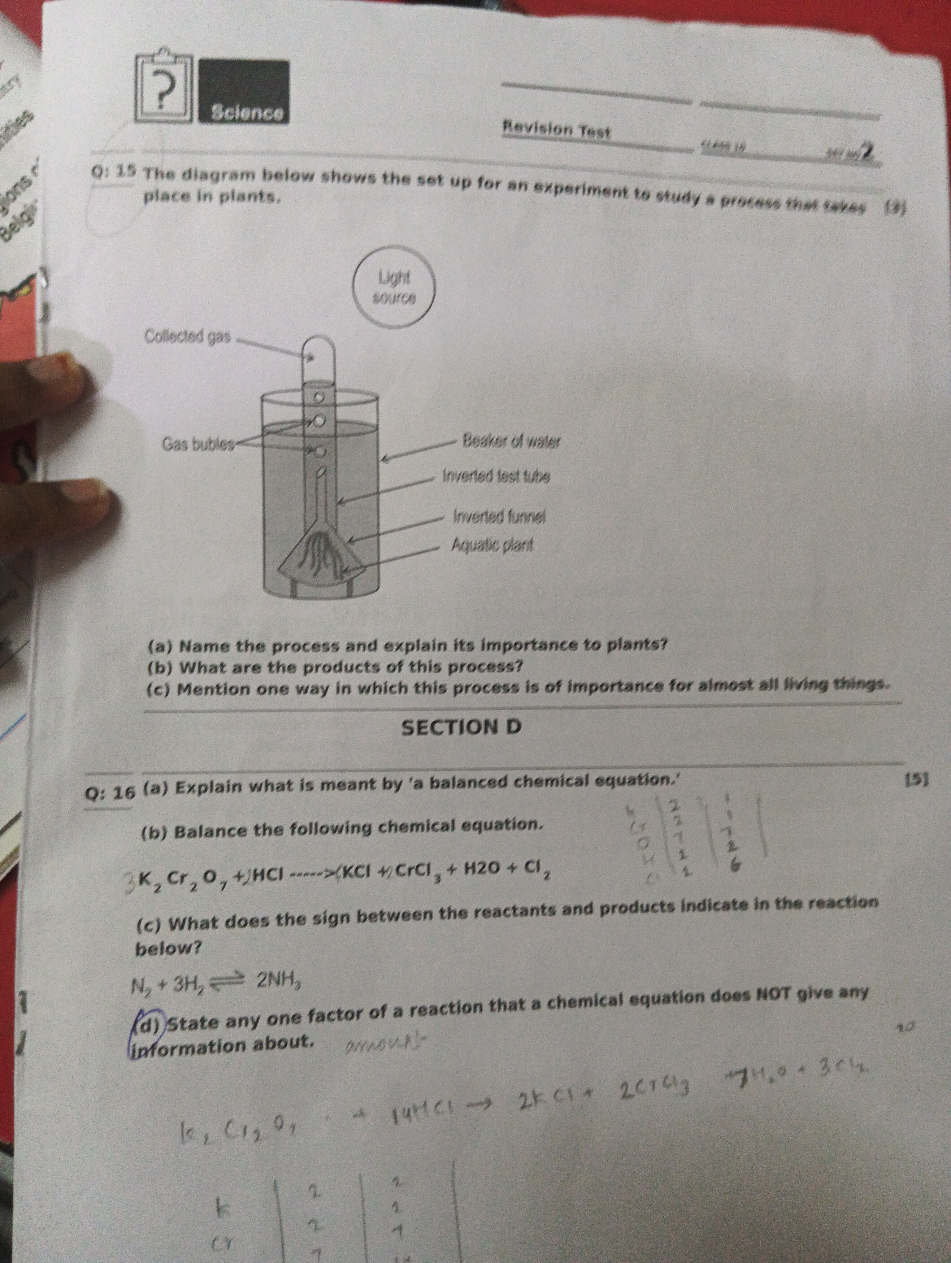 ities
ions
Belgi
?
Science
Revision Test
+2
Q: 15 The diagram below sh