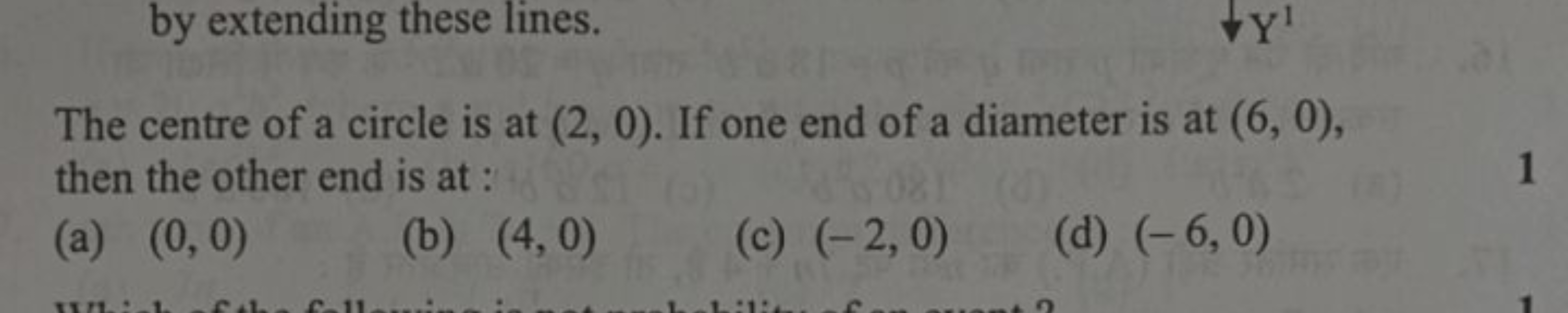 by extending these lines.
∇Y1
The centre of a circle is at (2,0). If o