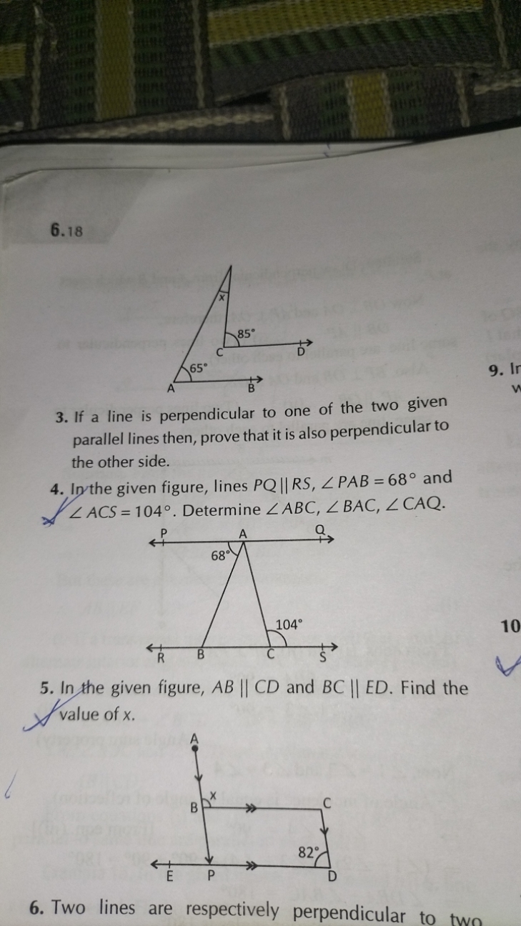 6.18
3. If a line is perpendicular to one of the two given parallel li