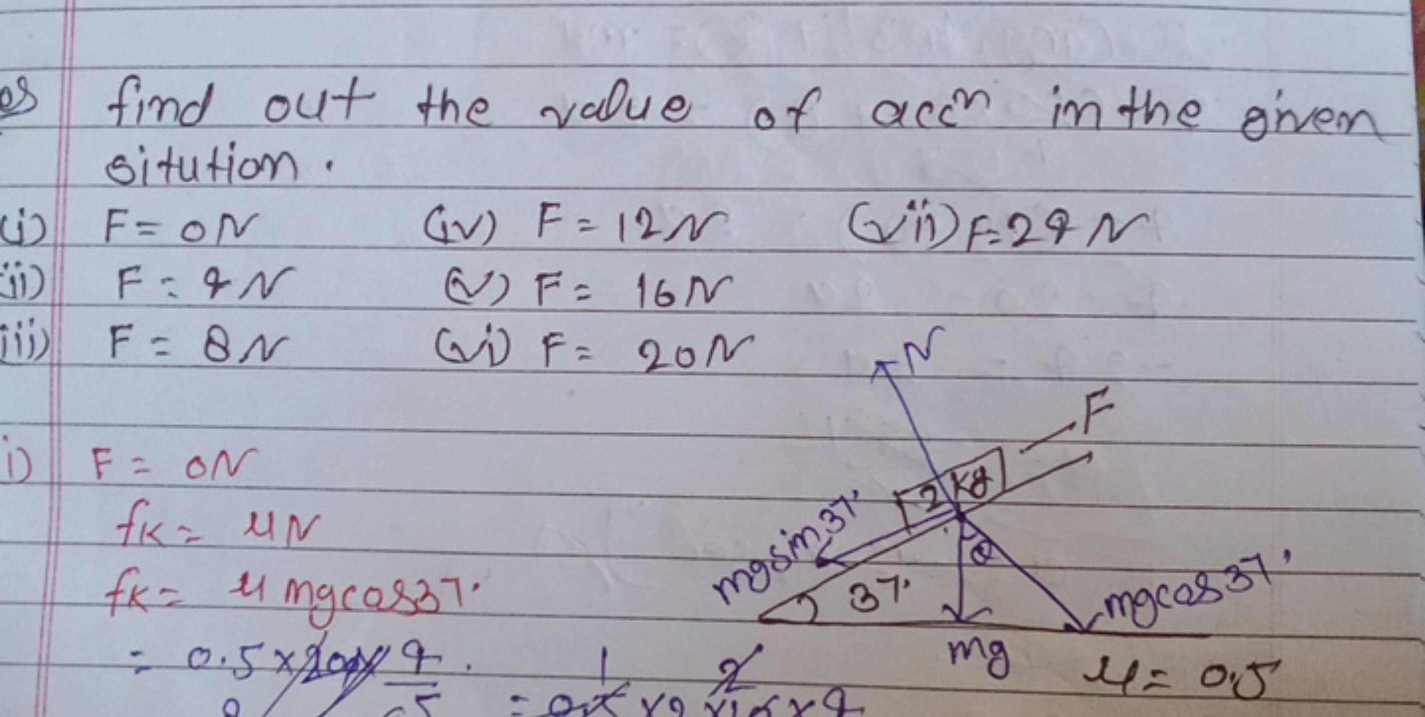 Q find out the value of accn in the oven sitution.
(i) F=ON
(iv) F=12 