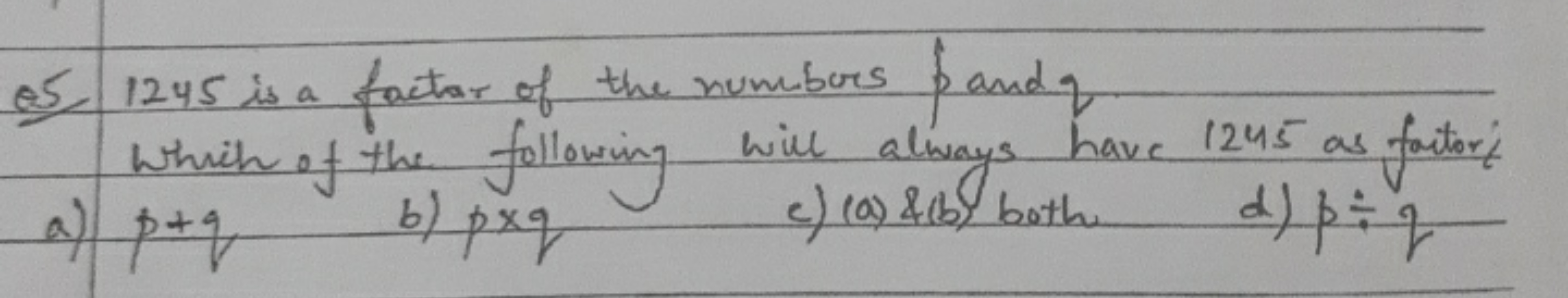 Q5 1245 is a factor of the numbers p and Which of the following will a