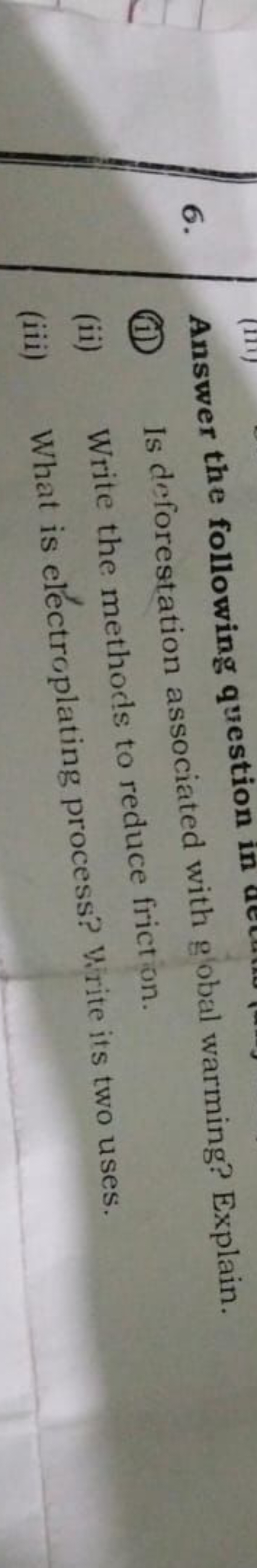 6. Answer the following ques
(ii) Is deforestation associated friction