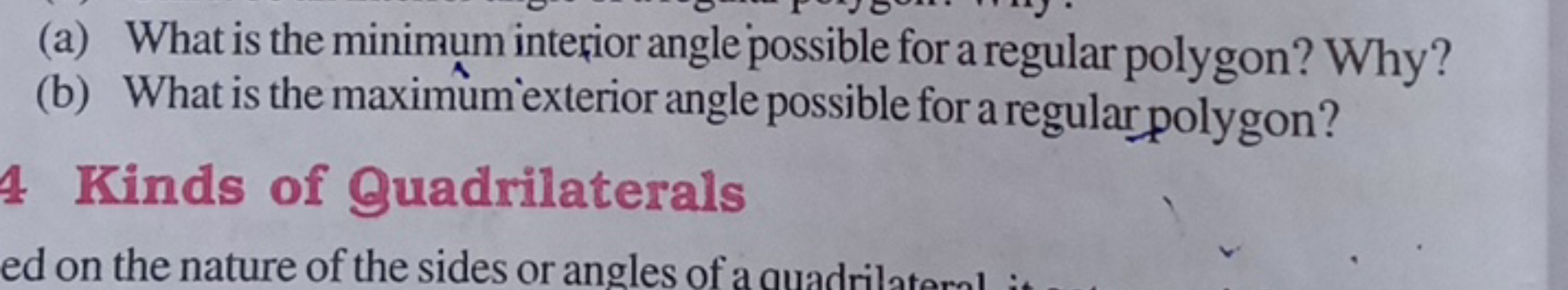 (a) What is the minimum interior angle possible for a regular polygon?