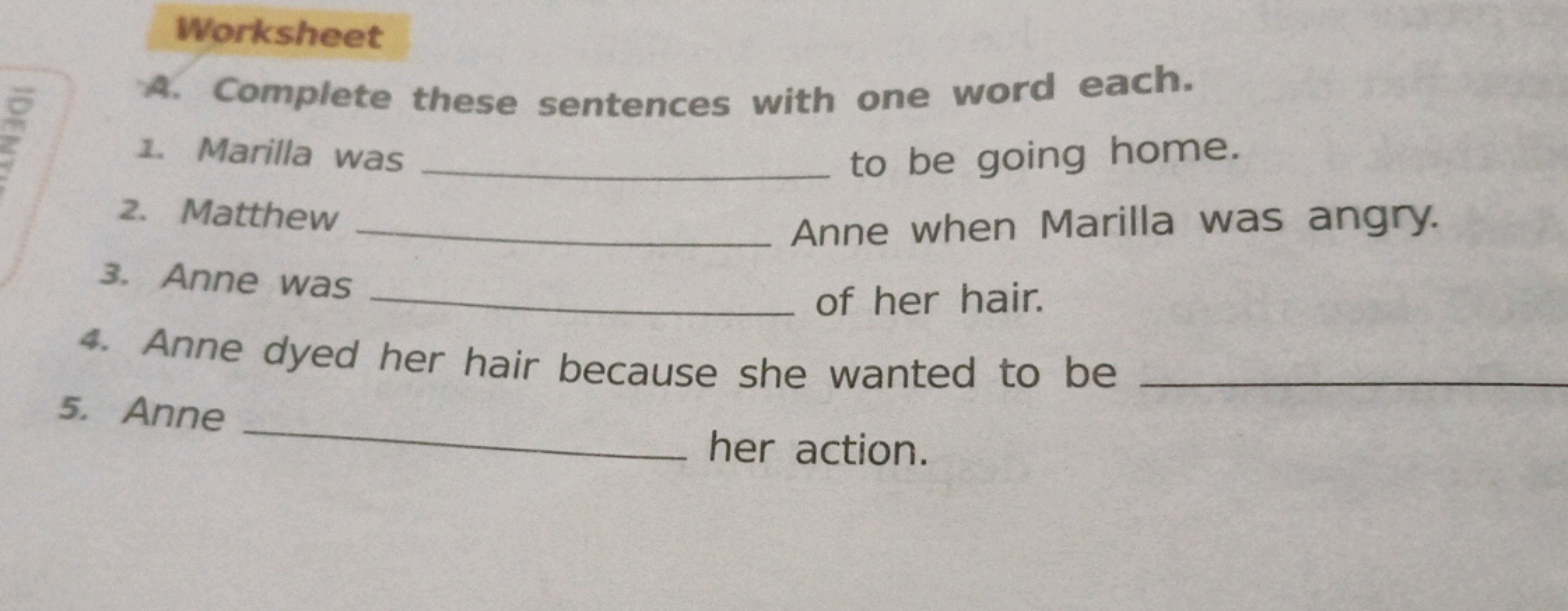 Worksheet
A. Complete these sentences with one word each.
1. Manila wa