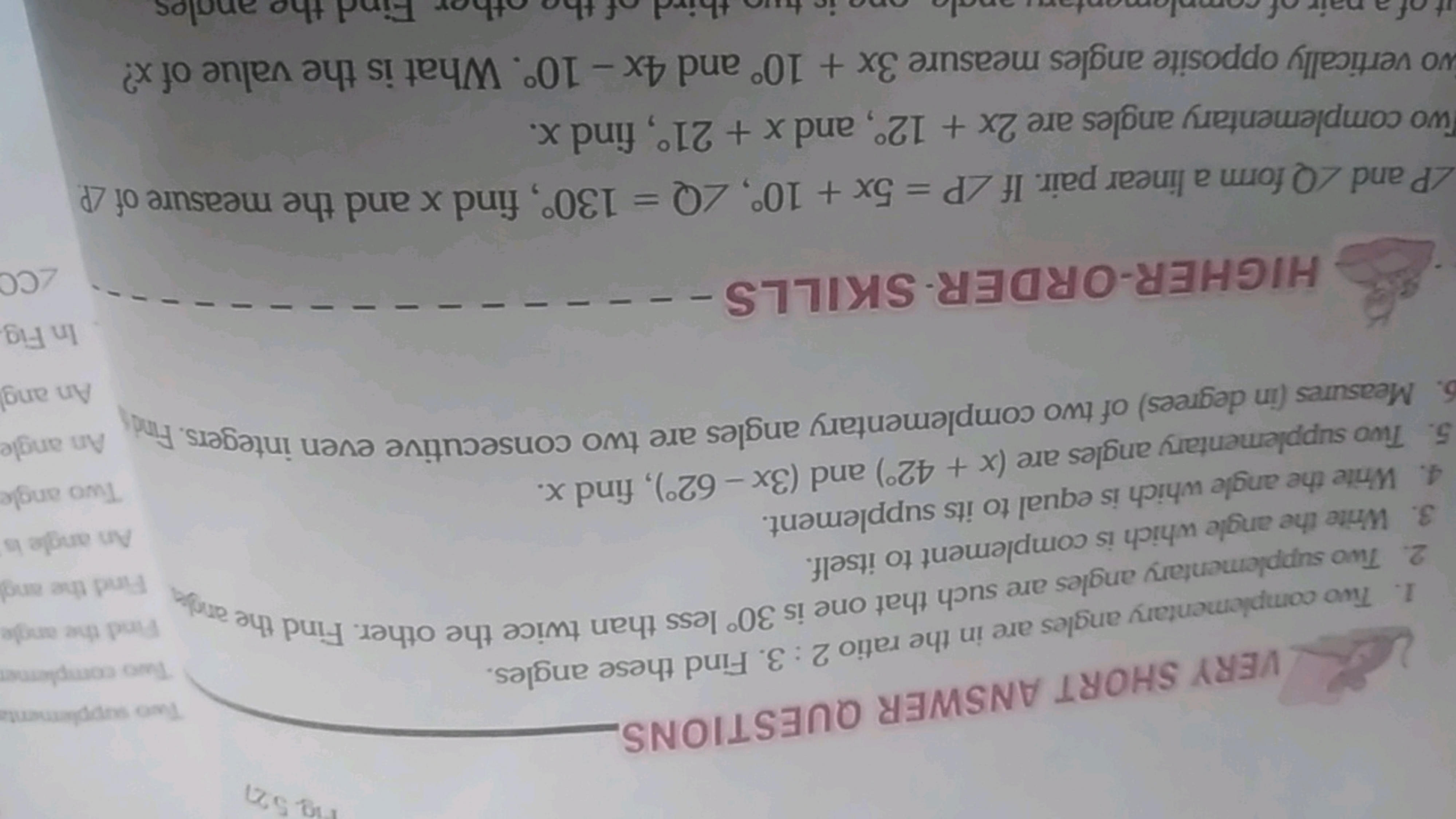 lg5
2. VERY SHORT ANSWER QUESTIONS
Two supplernent:
Twos compleme
Find