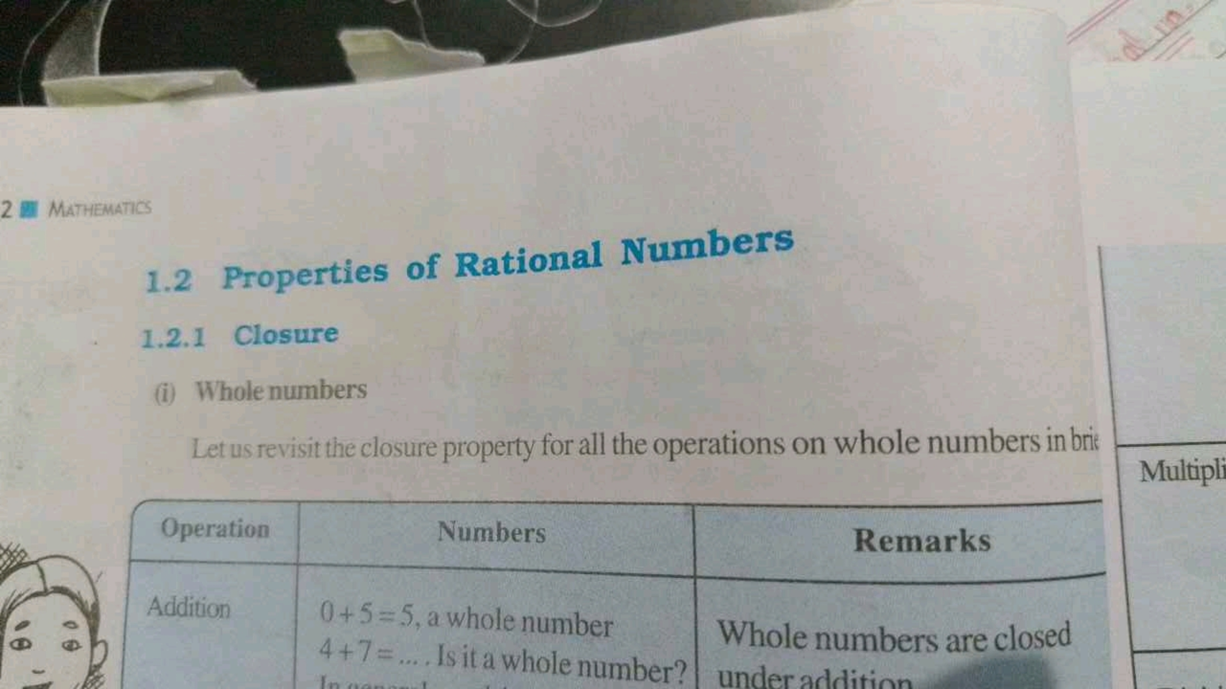 MATHEMATICS
1.2 Properties of Rational Numbers
1.2.1 Closure
(i) Whole