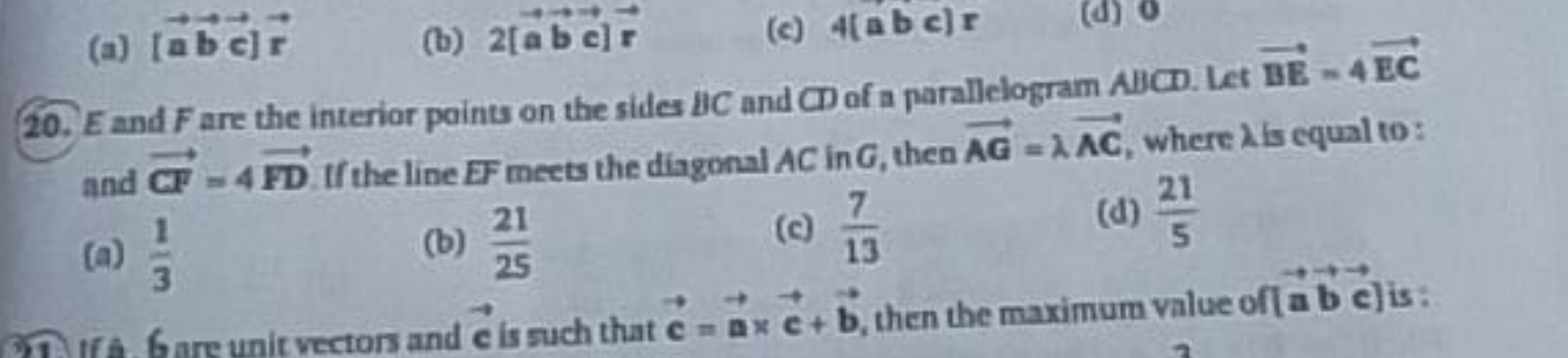 (a) [abc]r
(b) 2[ab b]r
(c) 4(abc)r
(d) 0
20. E and F are the interior