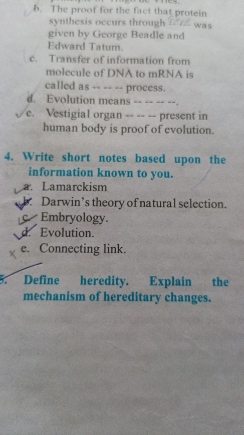 6. The proof for the fact that protein synthesis occurs through fint w