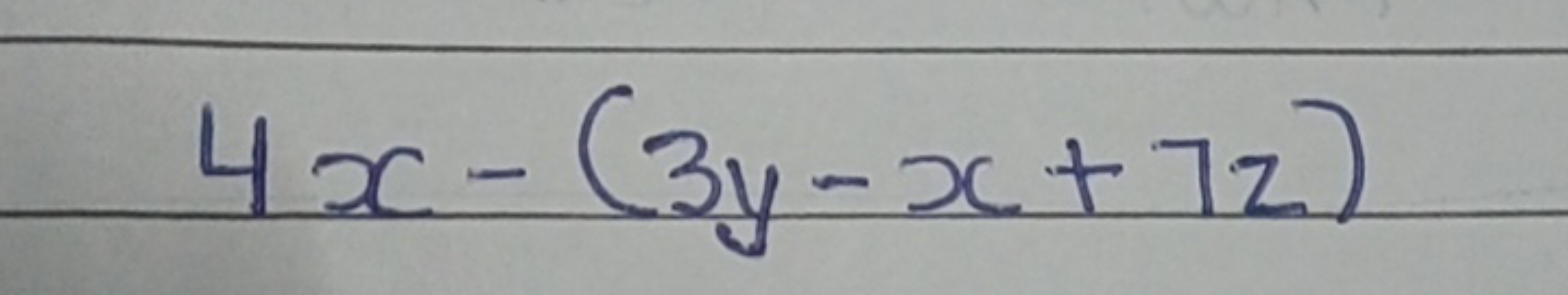 4x−(3y−x+7z)