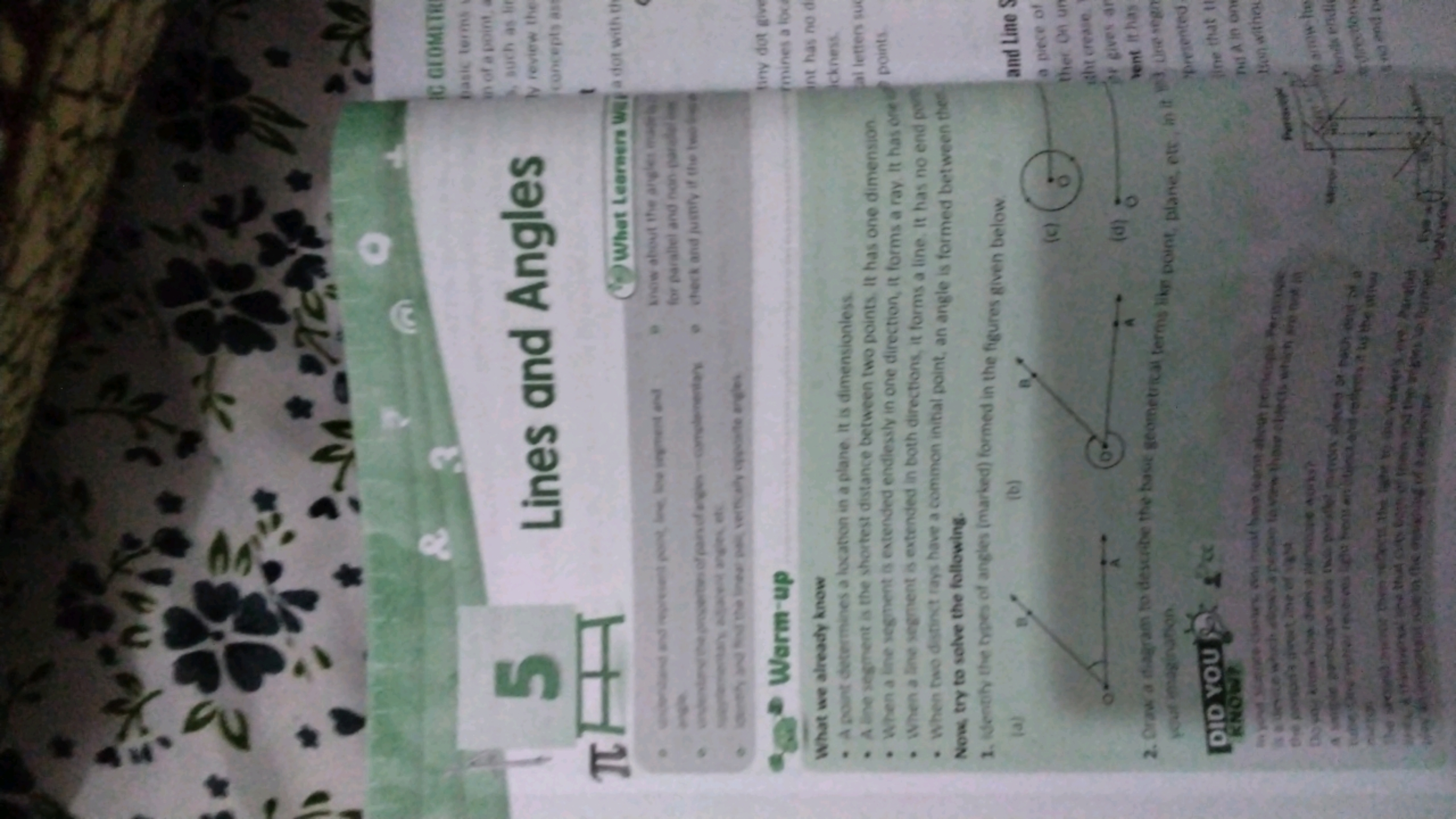 76
5
TH
&
Lines and Angles
IC GEOMETRE
basic terms w
in of a point, a
