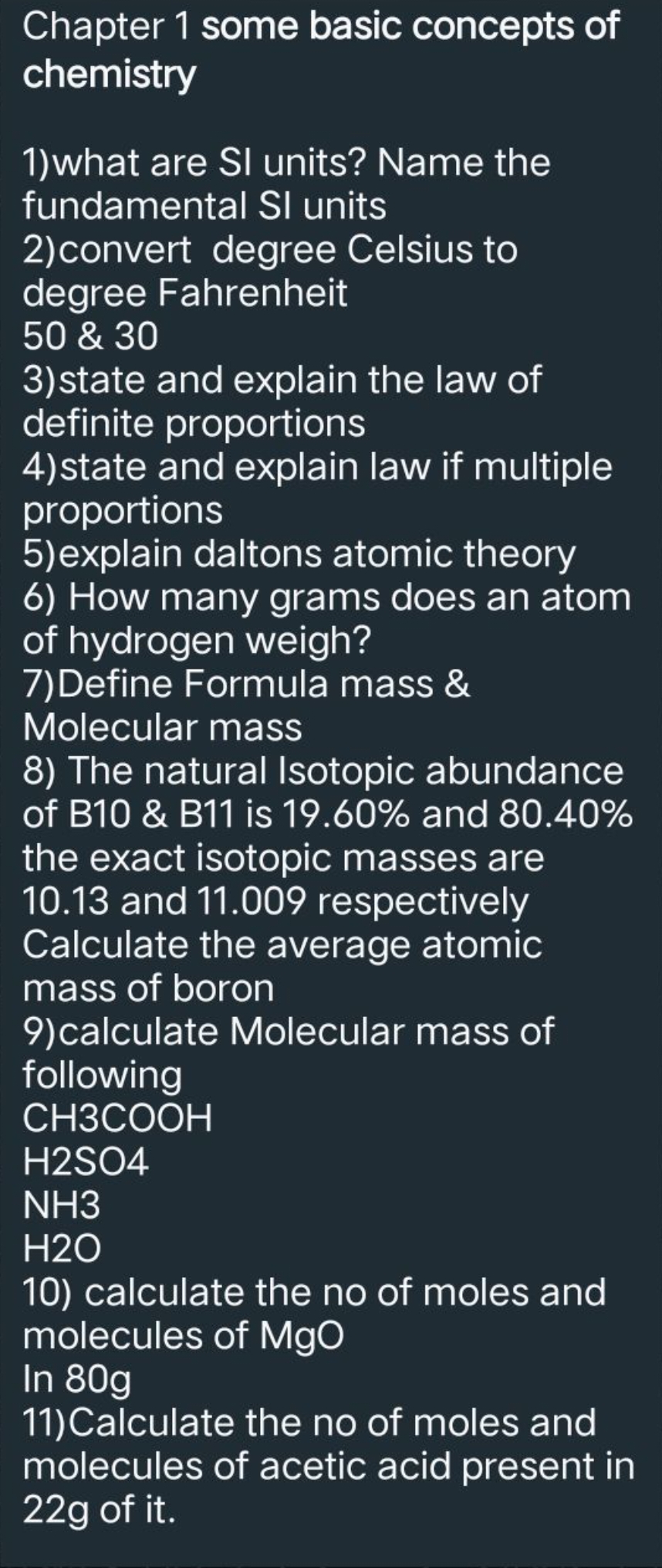 Chapter 1 some basic concepts of chemistry
1) what are SI units? Name 