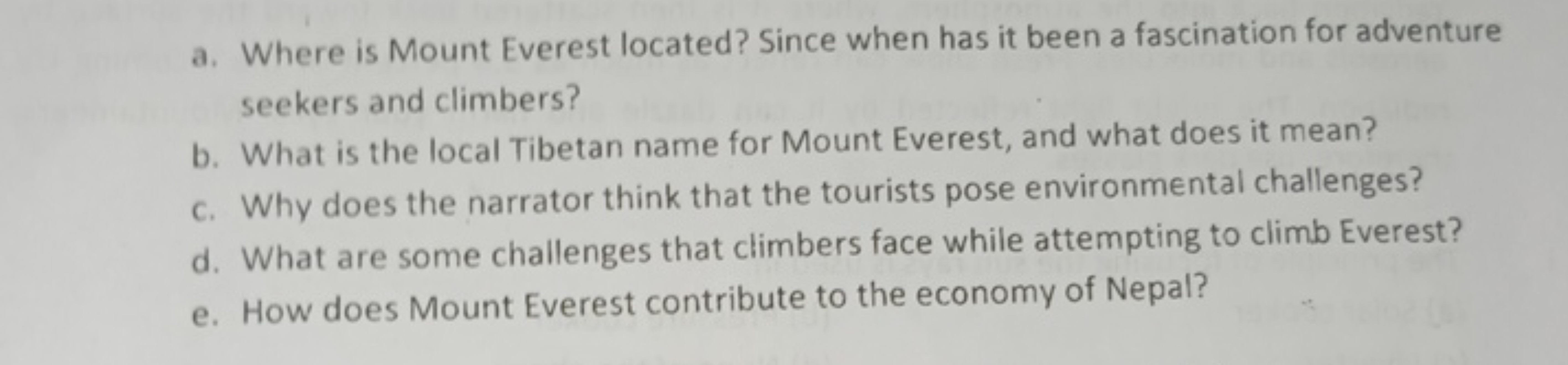 a. Where is Mount Everest located? Since when has it been a fascinatio