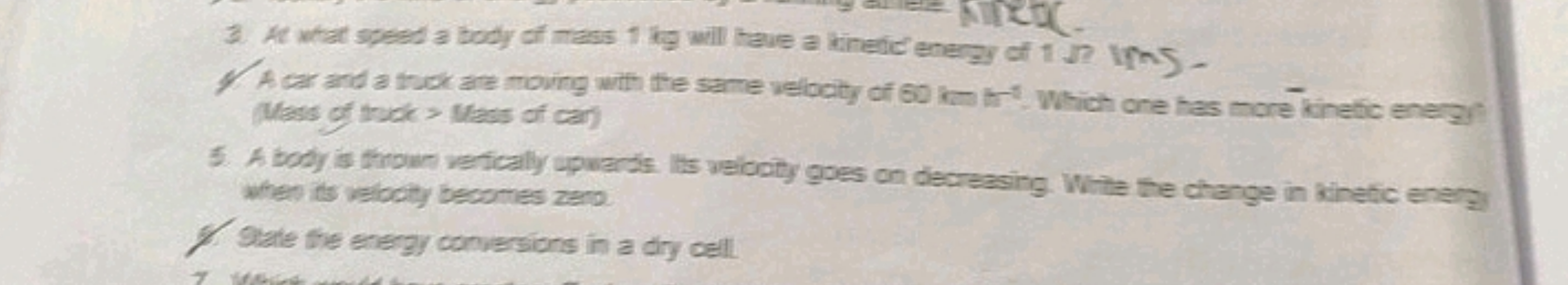 3. Ac what spead a body of mass 1 kg will have a kinetc' energy of 1 N