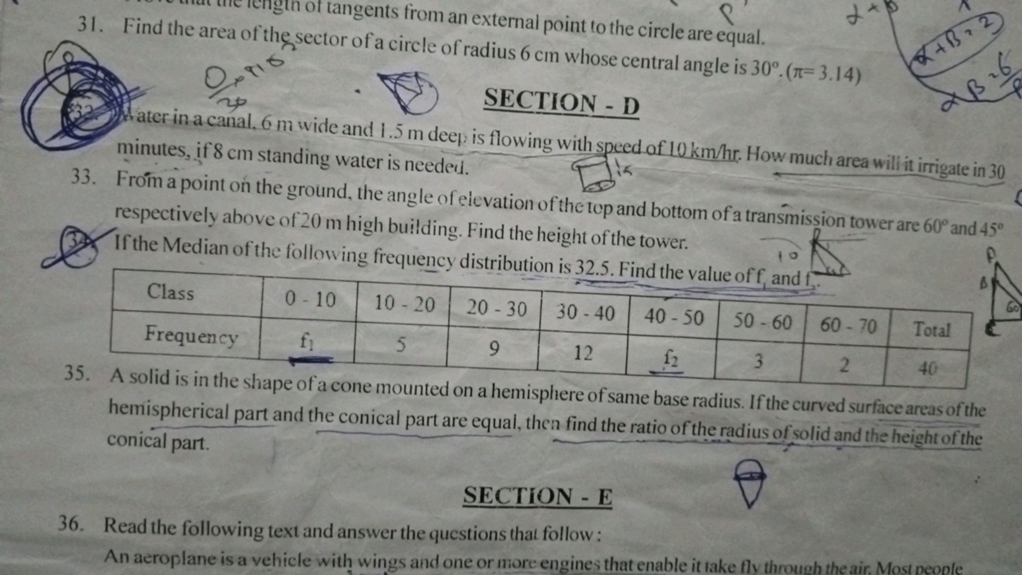 exts from an external point to the circle are equal.
2x
SECTION - D
at