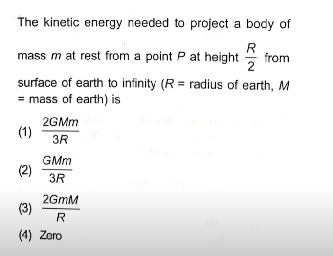 The kinetic energy needed to project a body of mass m at rest from a p