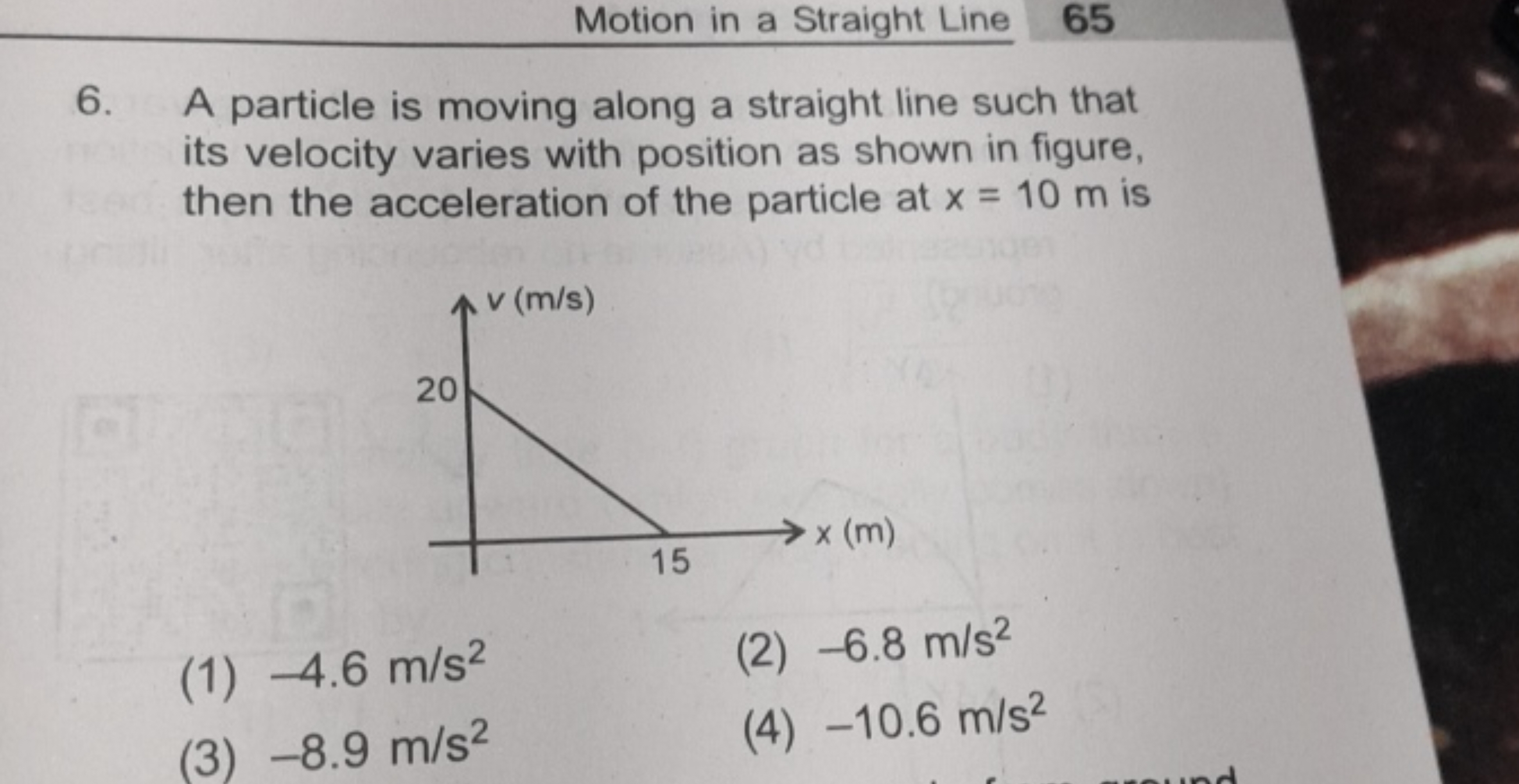 Motion in a Straight Line
65
6. A particle is moving along a straight 