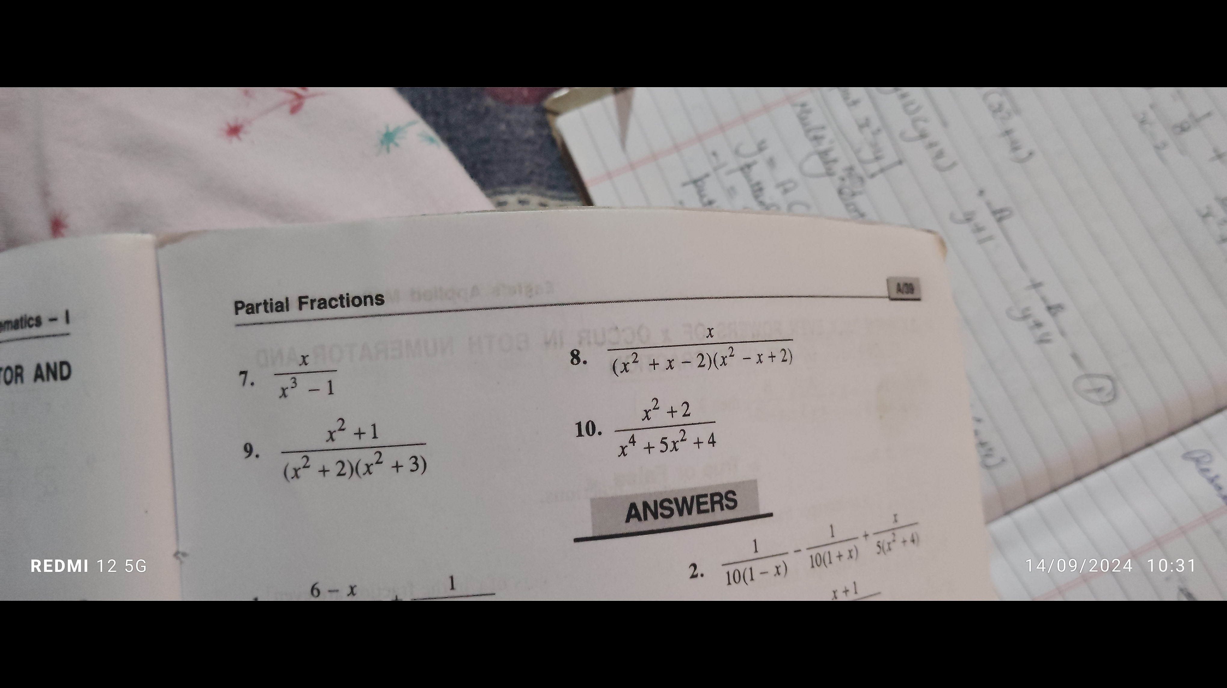 Partial Fractions
433
7. x3−1x​
8. (x2+x−2)(x2−x+2)x​
9. (x2+2)(x2+3)x