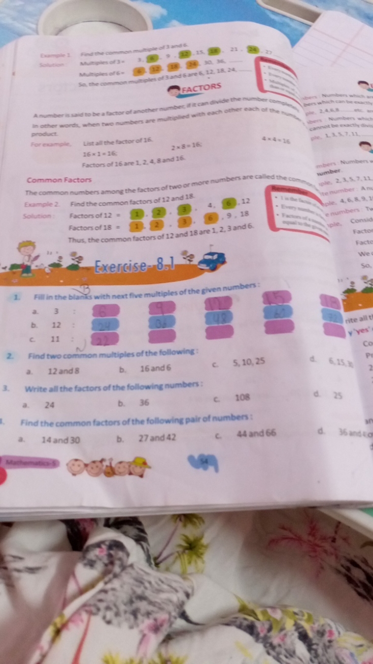 Salpit? Find the common multiple of 3 and 6 .
Solitution:
Nhirigles of