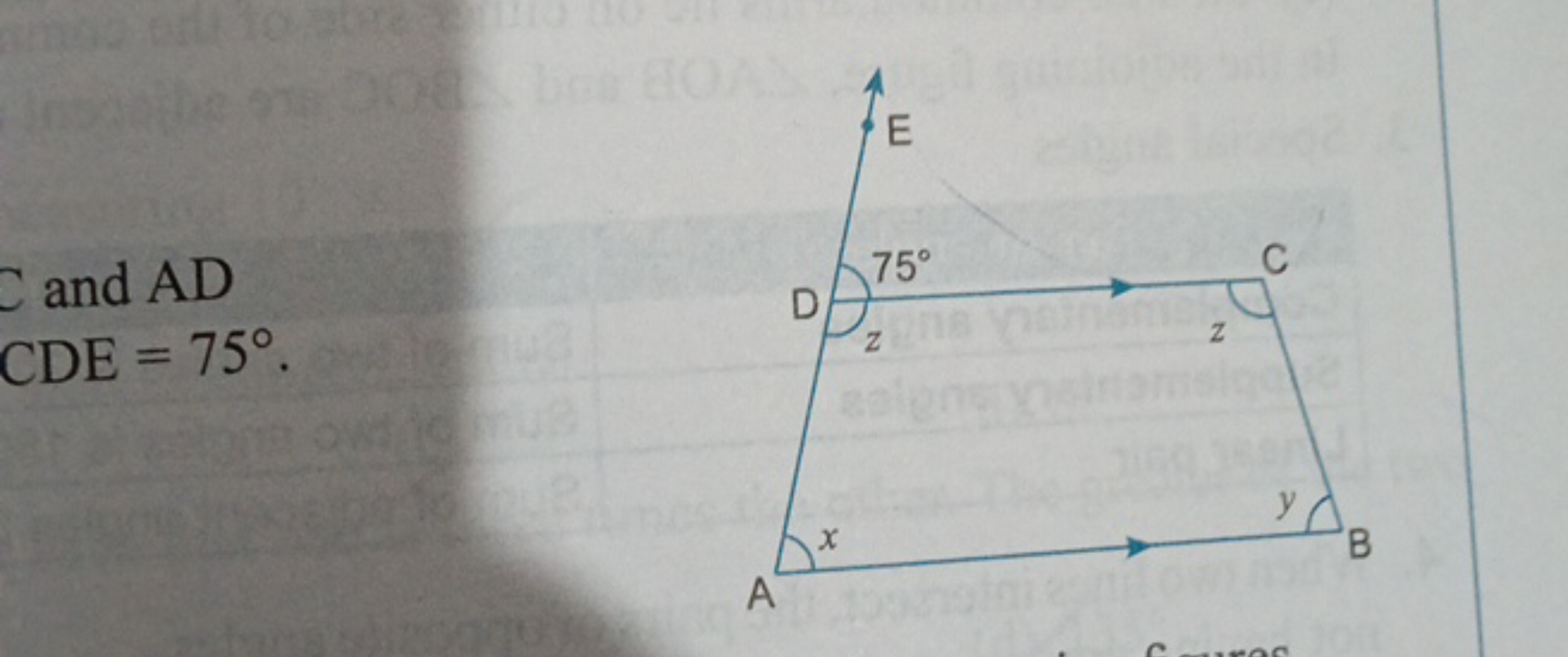 C and AD CDE=75∘.