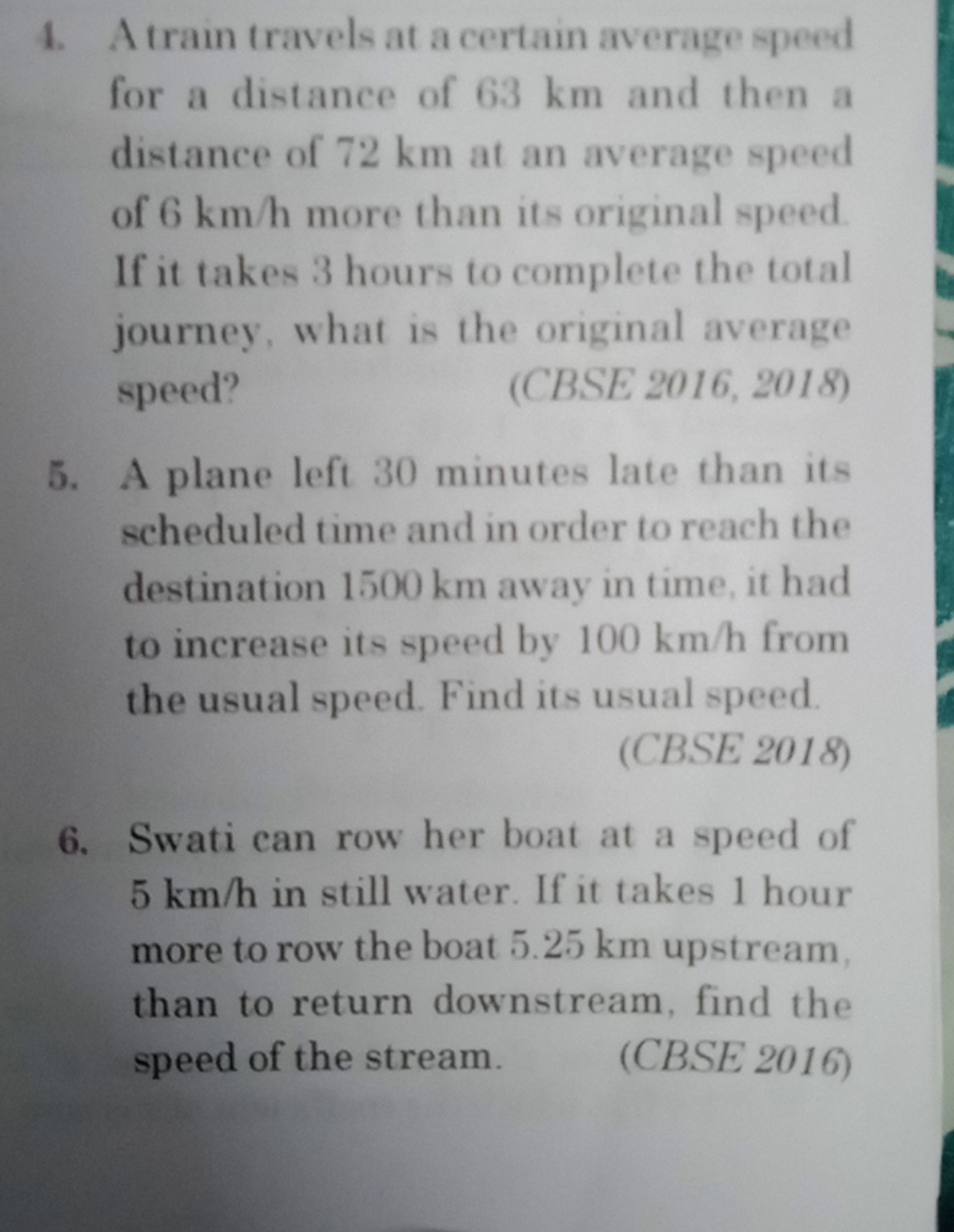 4. A train travels at a certain average speed for a distance of 63 km 