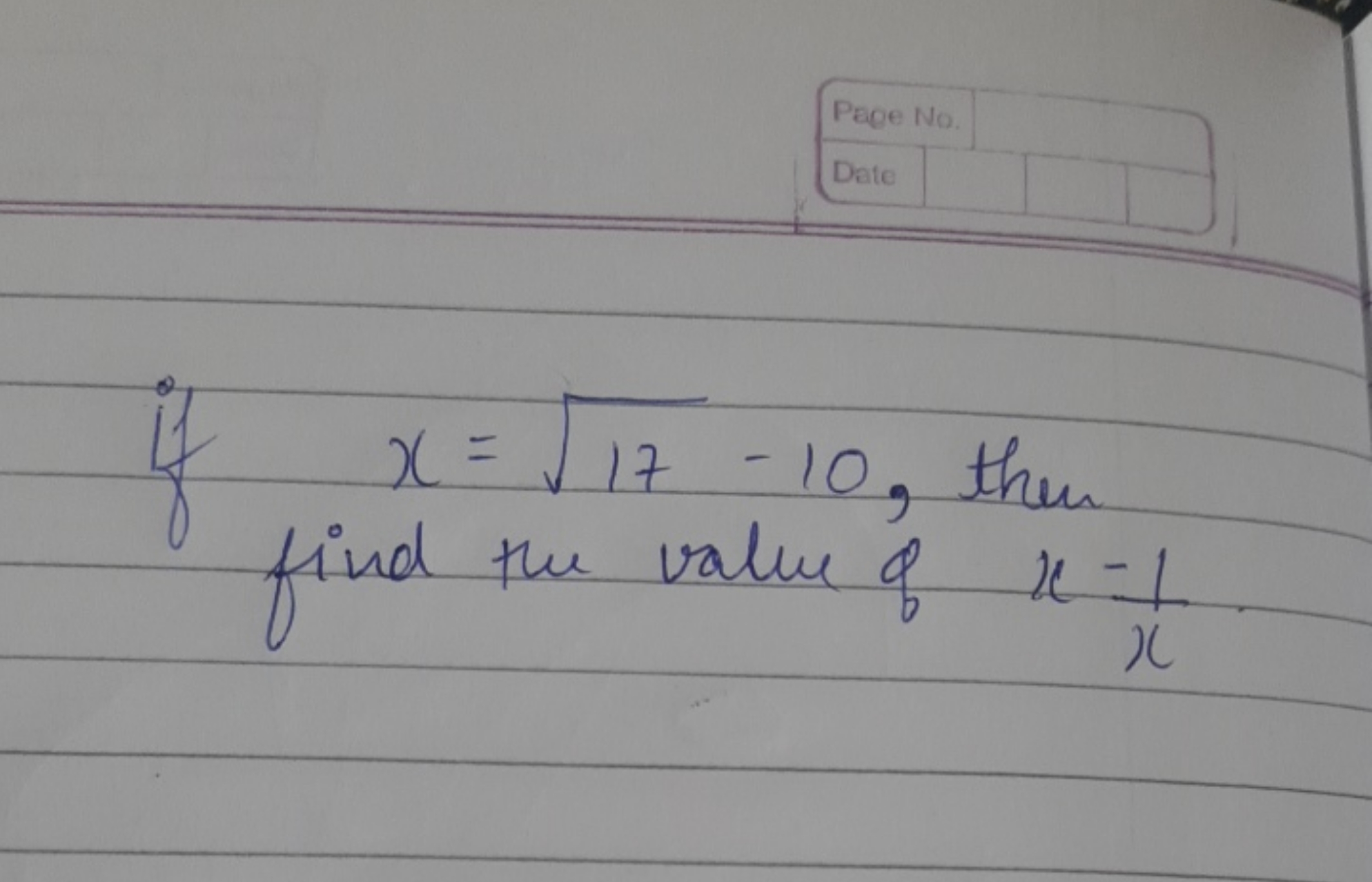 if x=17​−10, then find the value of xx−1​