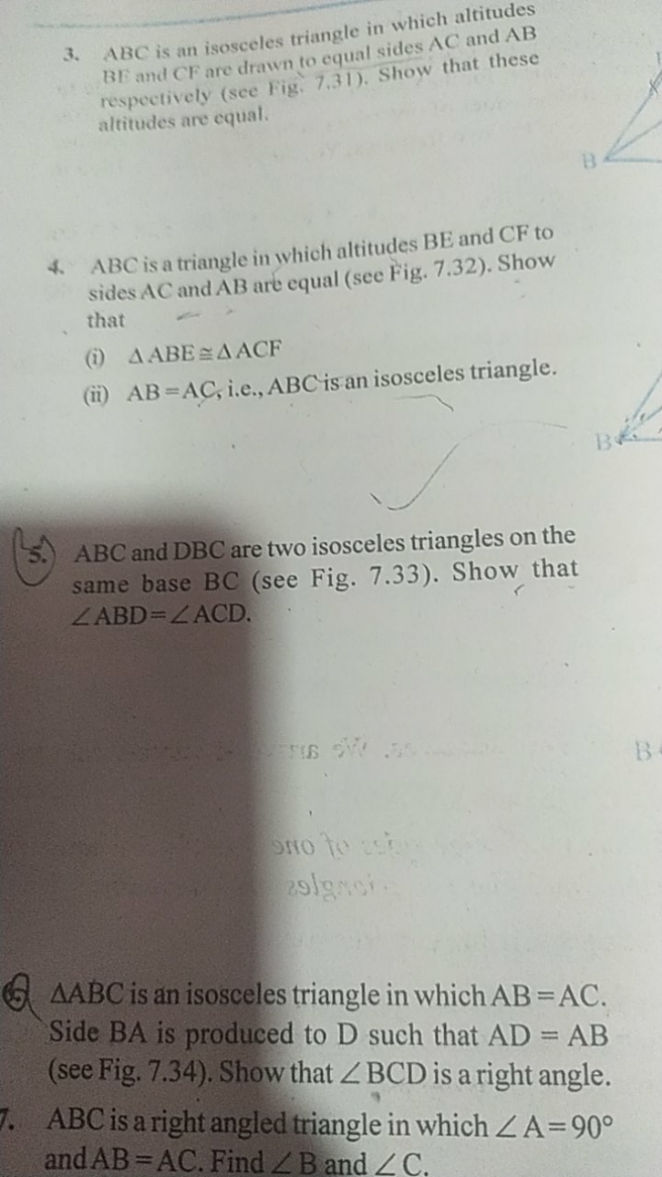 3. ABC is an isosceles triangle in which altitudes BF and CF are drawn