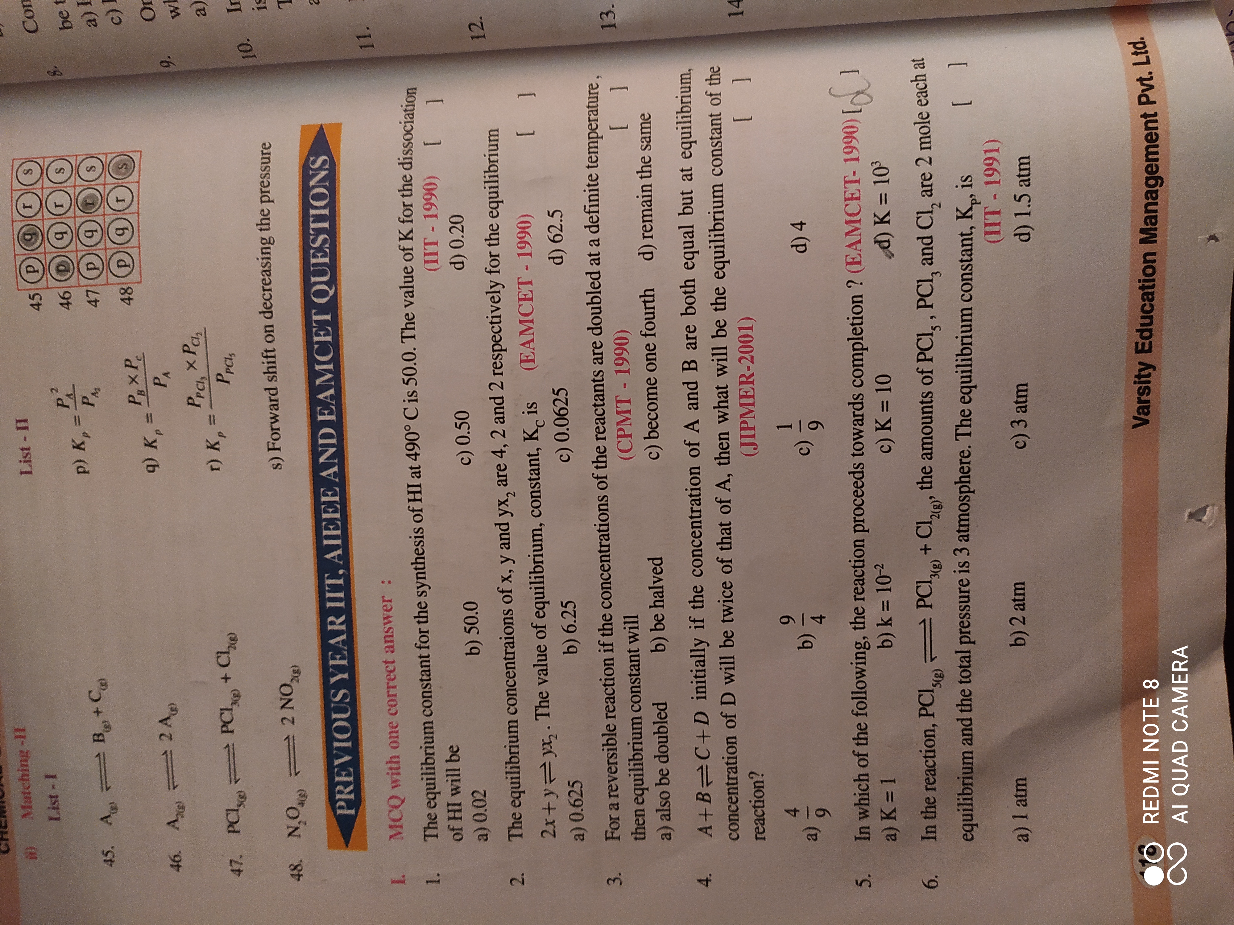 ii) Matching -II
List - I
List - II
45 (P) (9) (I) (S
45. A B+Ce)
p) K