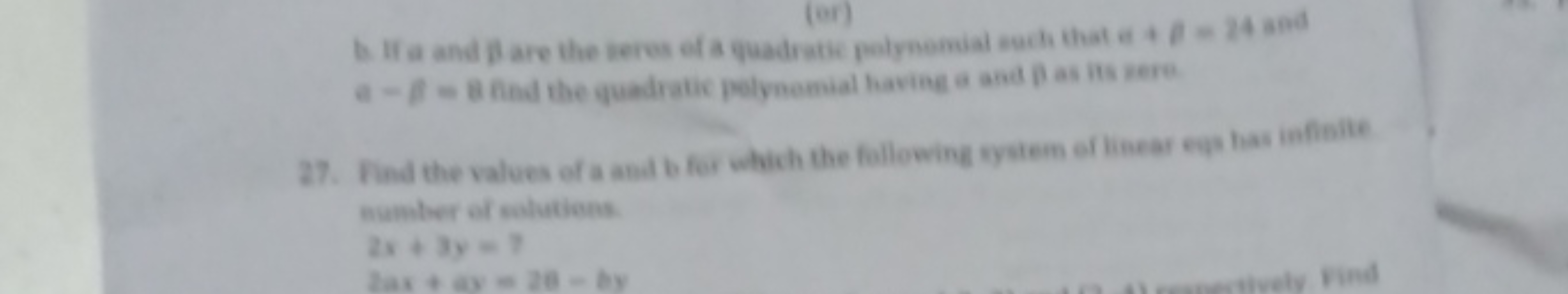 b. If a and B are the veres of a quadratic pelynemial such that ef +f=