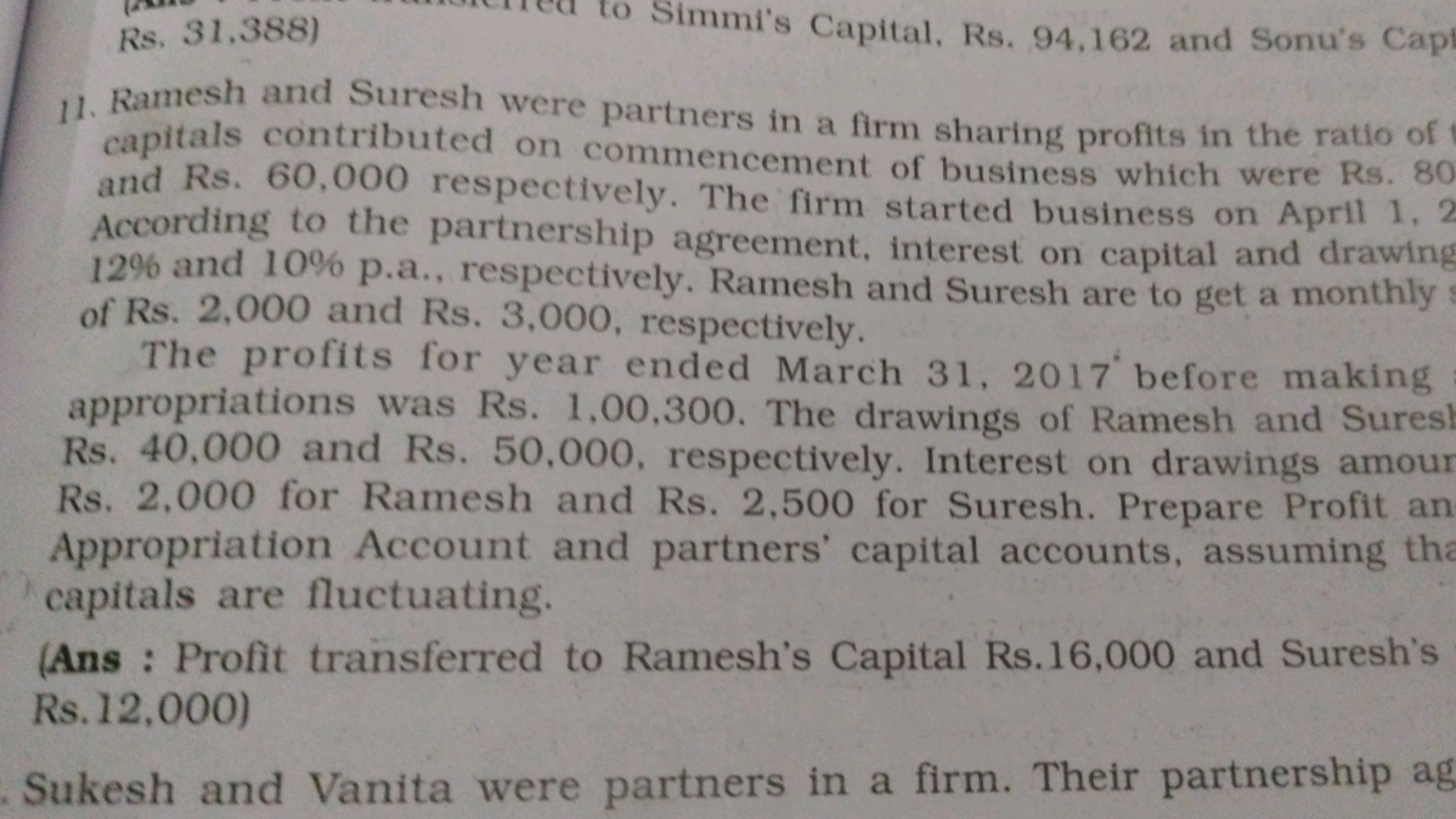 Rs. 31.388 )
Simmi's Capital, Rs. 94,162 and Sonu's Cap
11. Ramesh and