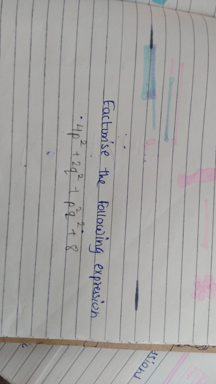 Factorise the following expression
−4p2+2q2+p2q2+8