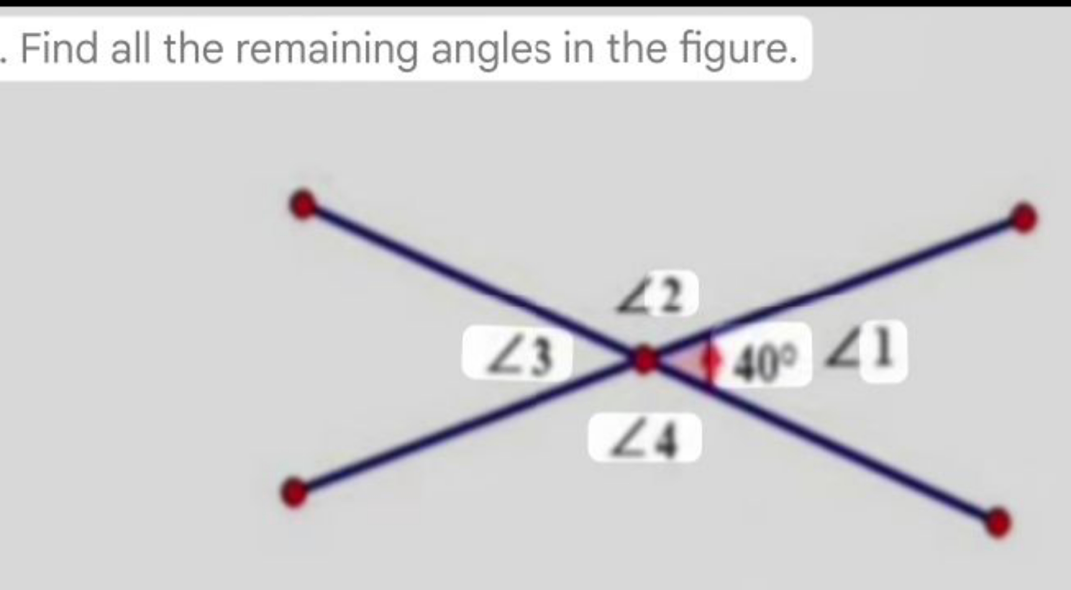 Find all the remaining angles in the figure.