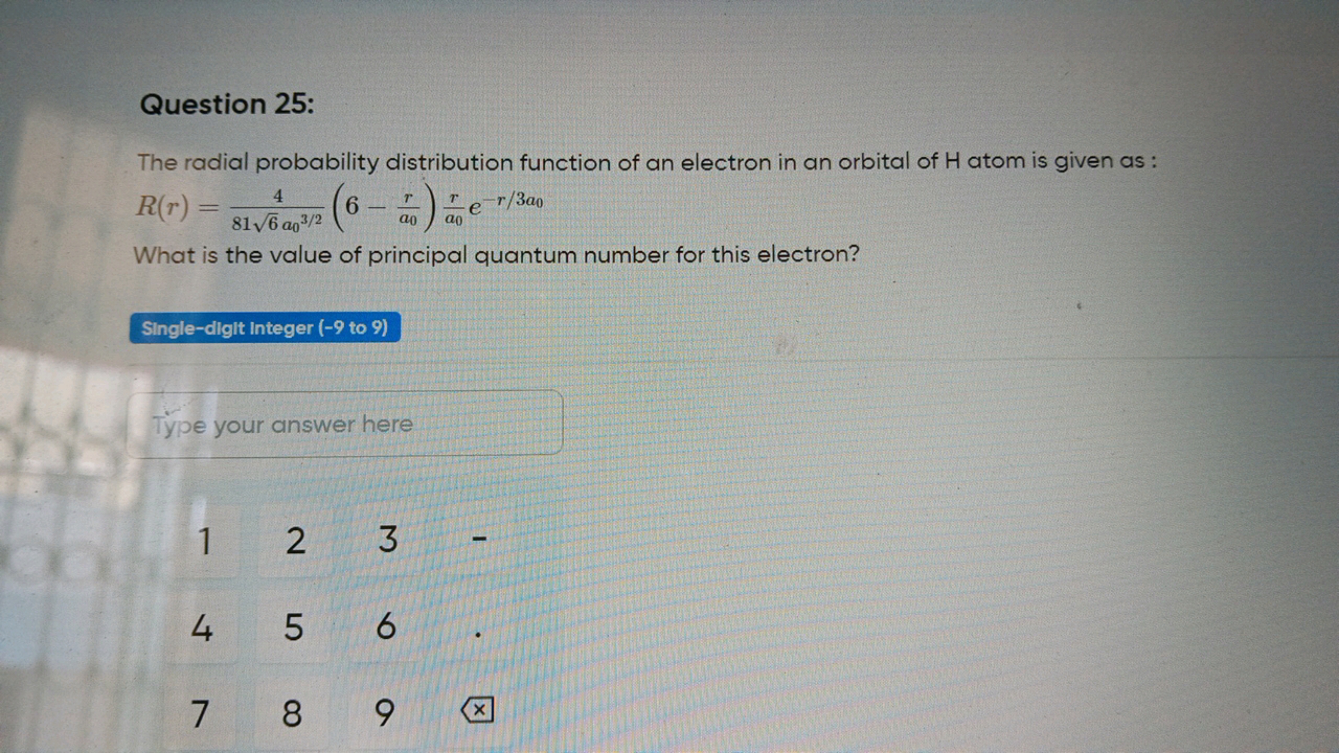 Question 25:
The radial probability distribution function of an electr