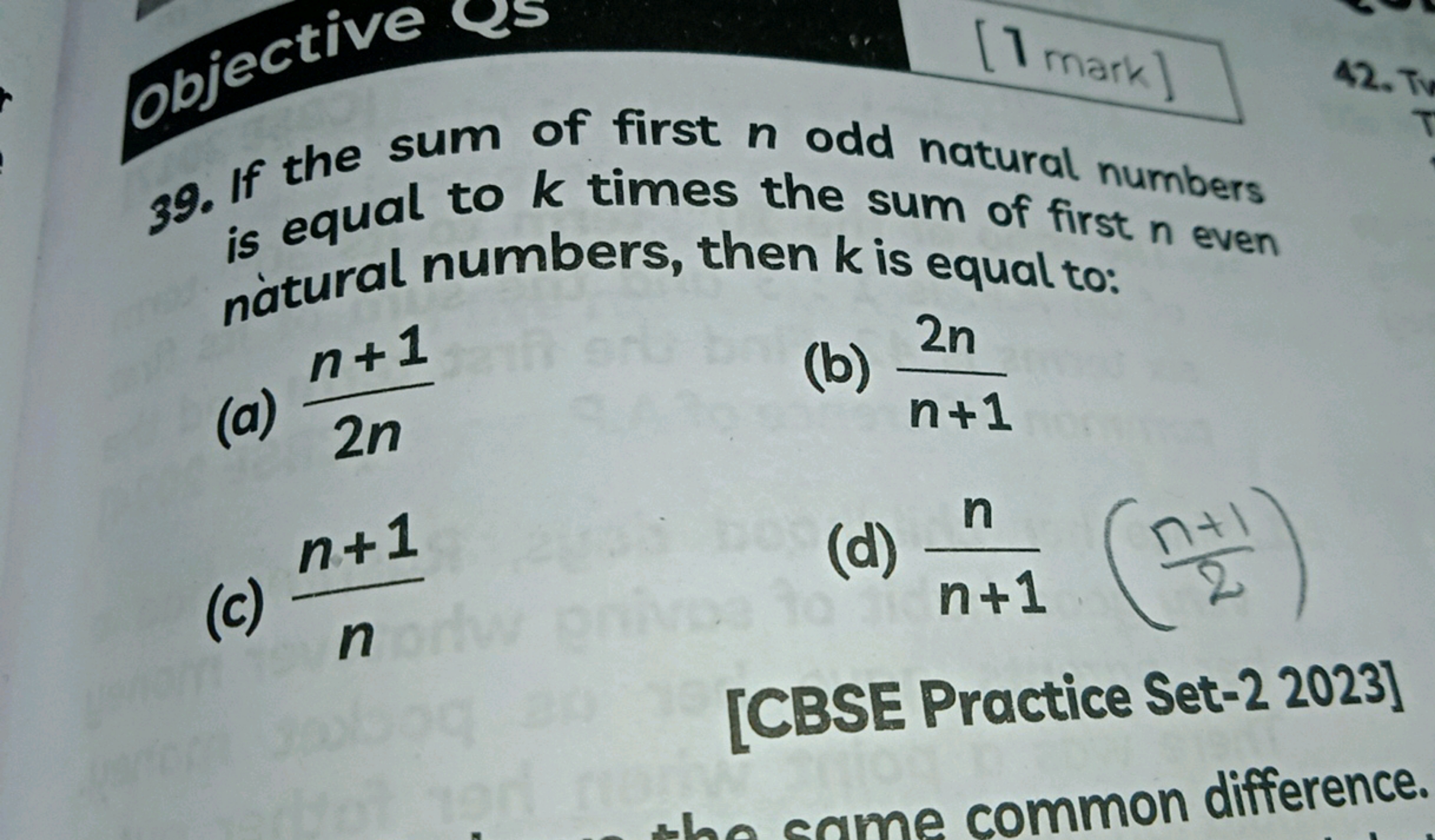 Objective
39. If
the sur
42.Tv
[1 mark]
is equal to k times the sum of