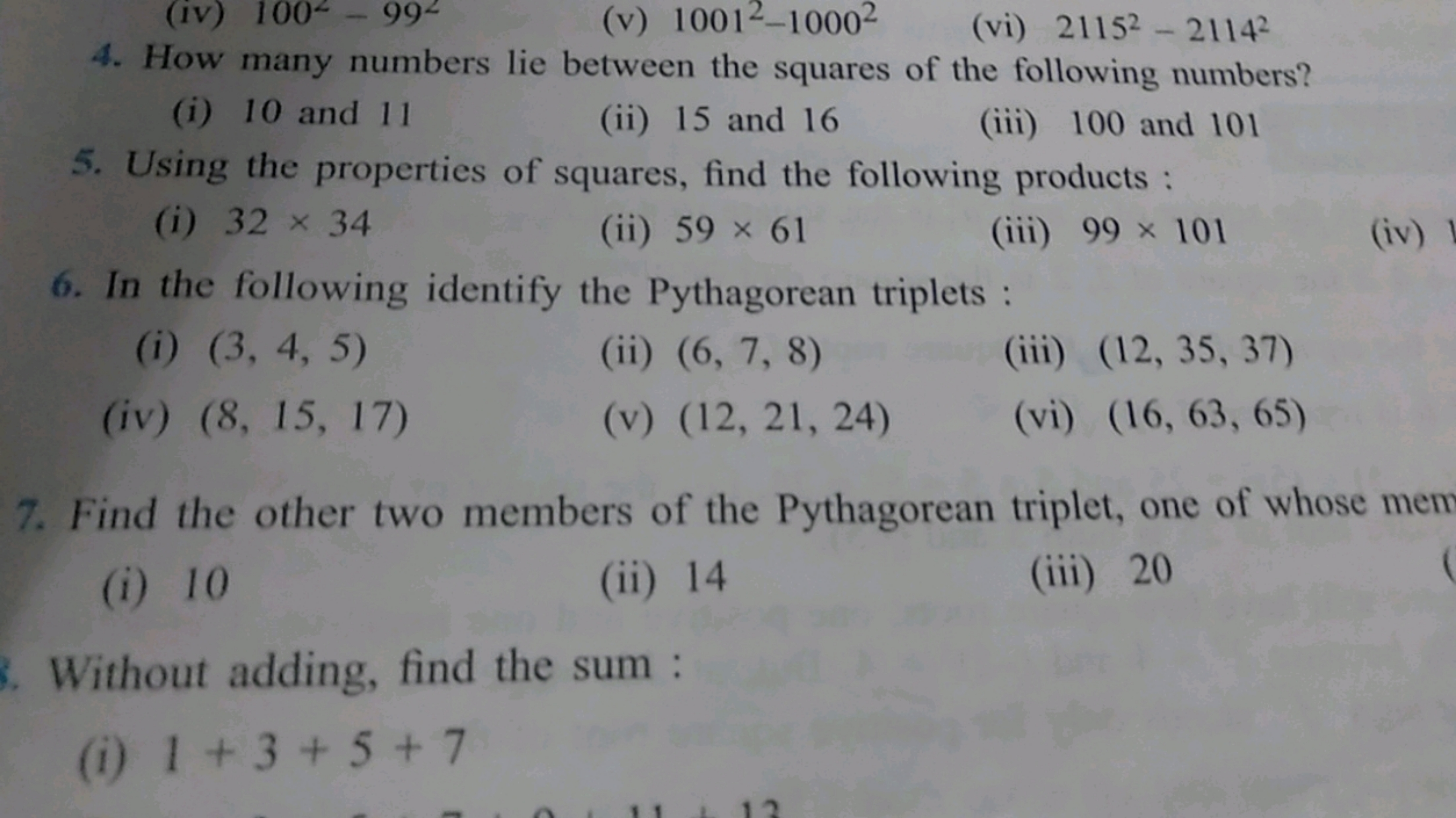 (iv) 1002−992
(v) 10012−10002
(vi) 21152−21142
4. How many numbers lie