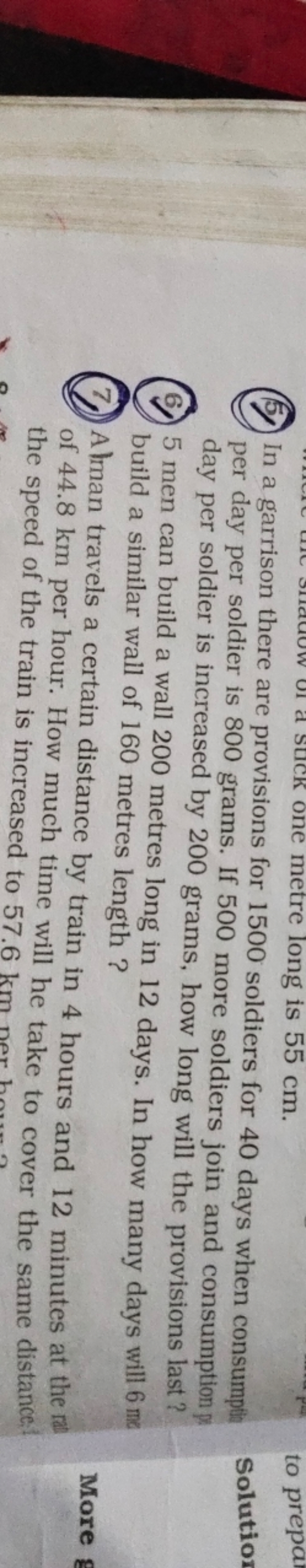 (5. In a garrison there are provisions for 1500 soldiers for 40 days w