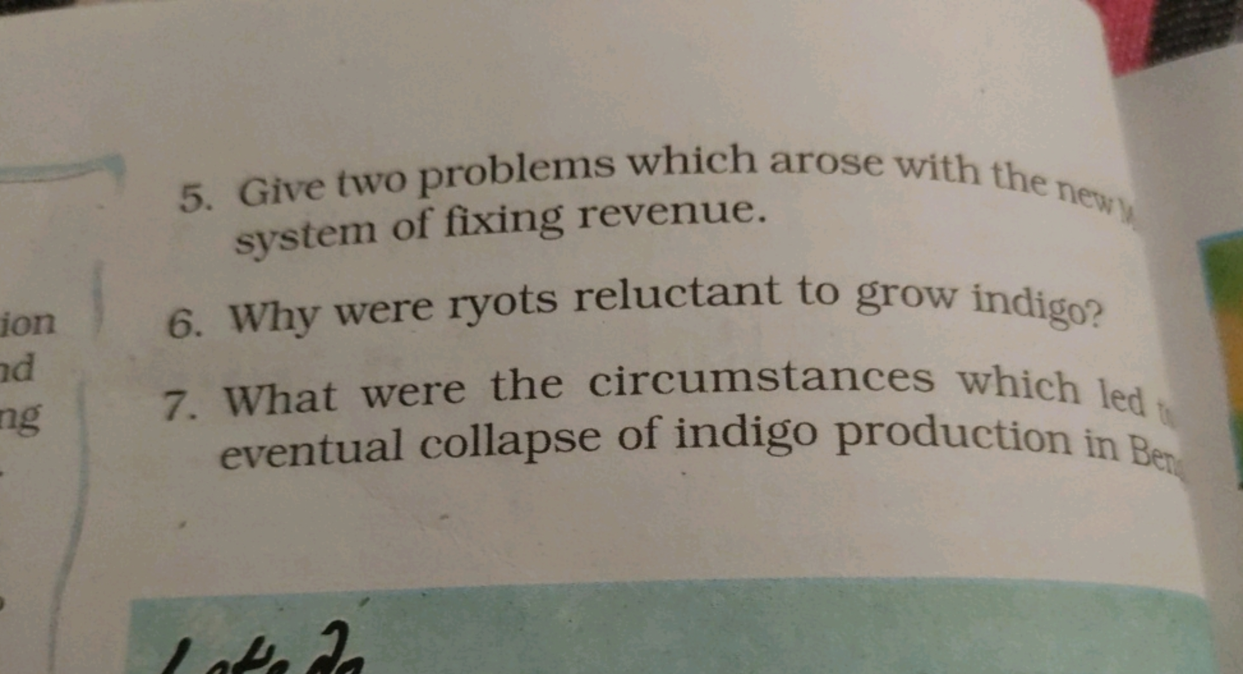 5. Give two problems which arose with the new system of fixing revenue