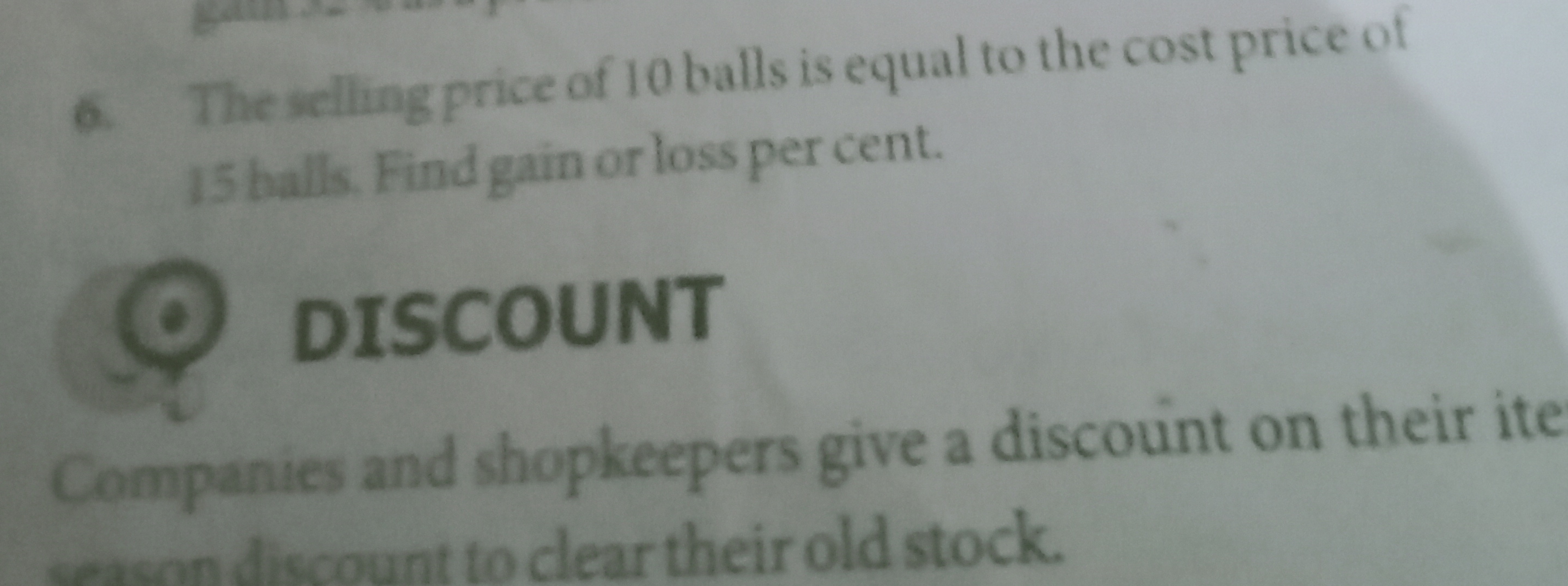 6. The selling price of 10 balls is equal to the cost price of 15 ball