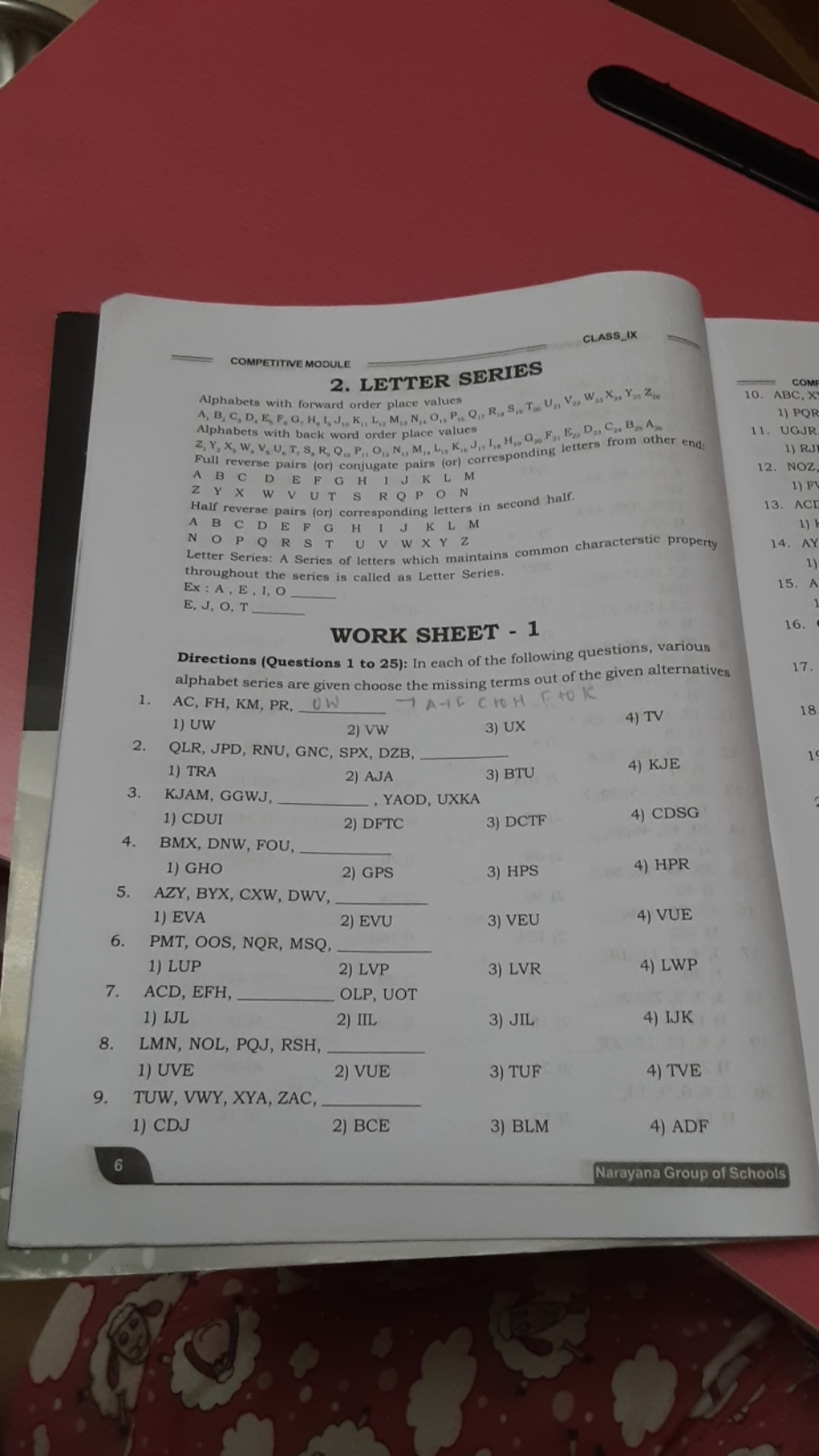 COMPETITIVE MODULE
CLASS_IX
2. LETTER SERIES

Alphabets with forward o