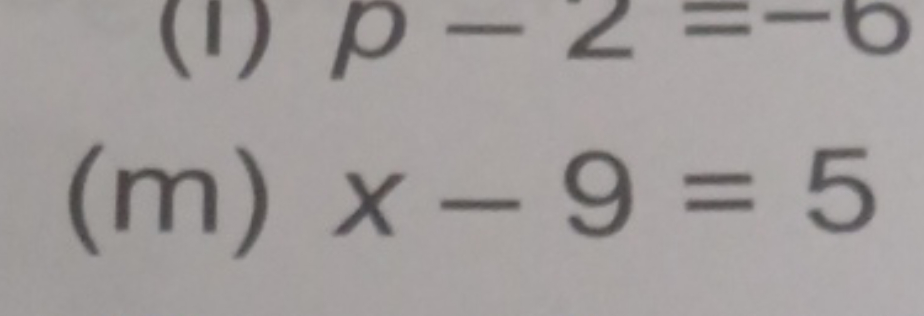 (m) x−9=5