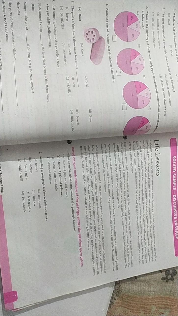 1. Which part of the lotas plant can be Pwh
(a) Root
(b) Shout
2. The 